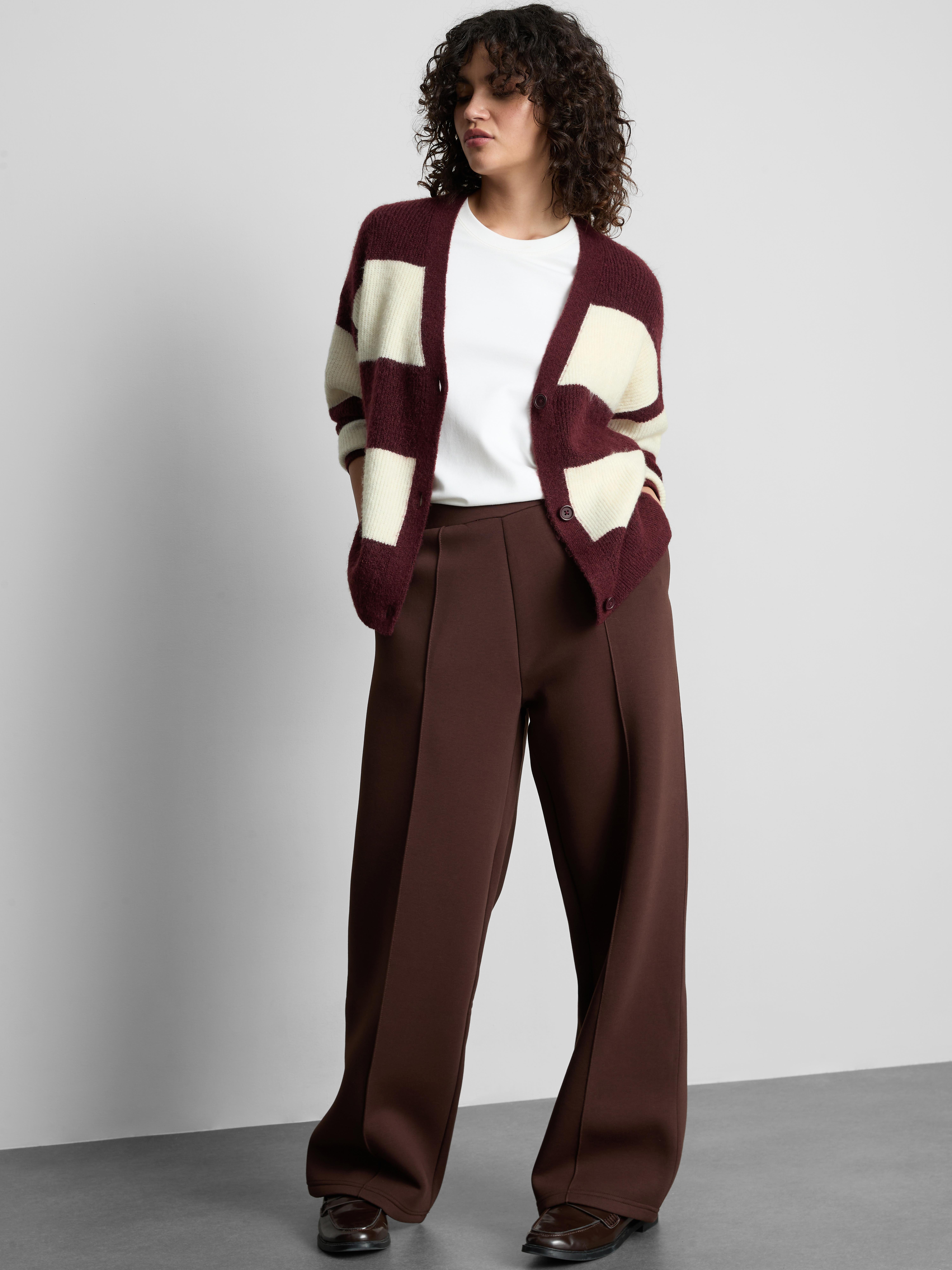 Soft Rib V-Neck Cardigan - Burgundy