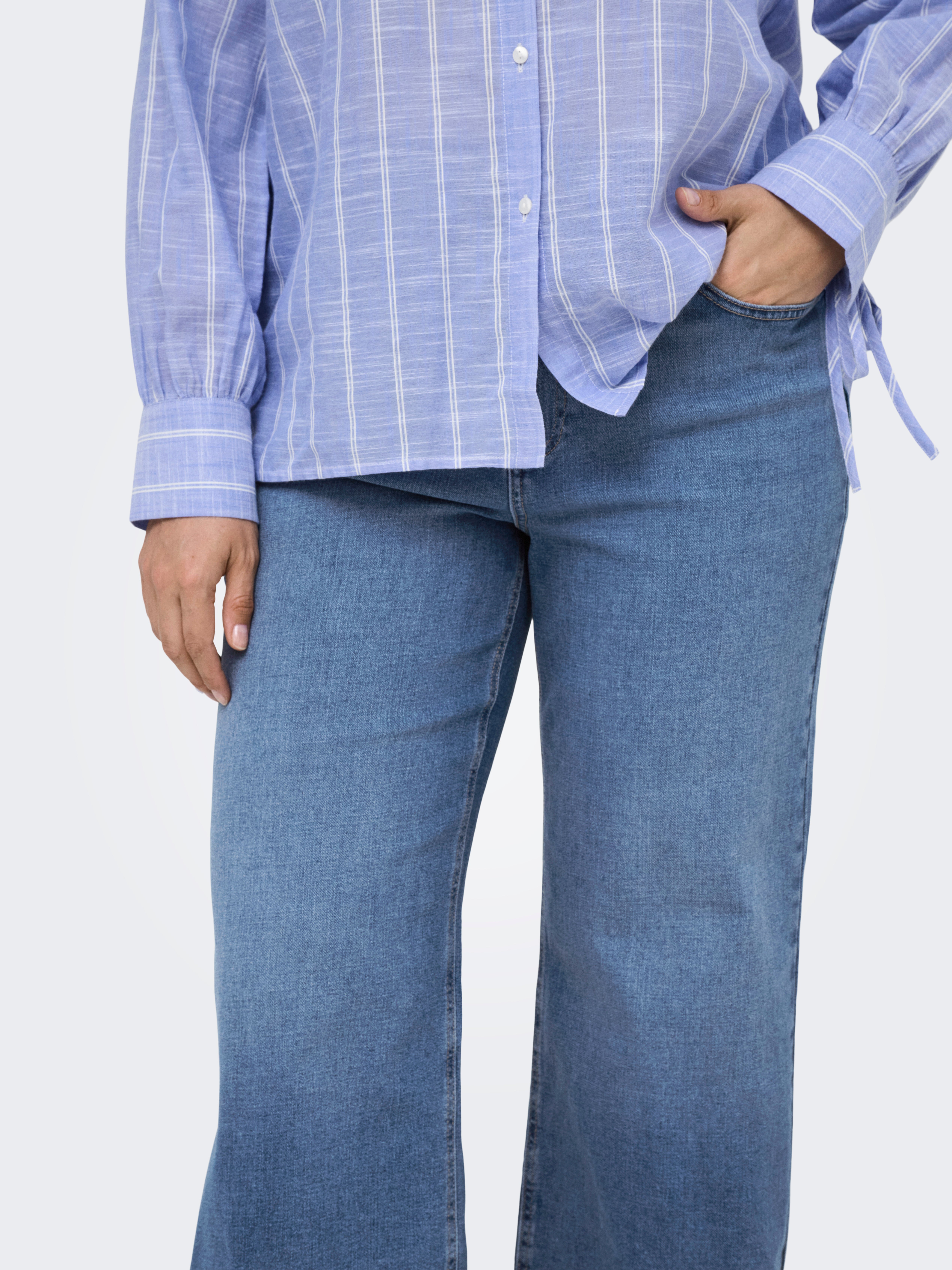 CARBILLY High waist Wide Leg Fit Jeans Light Blue Denim