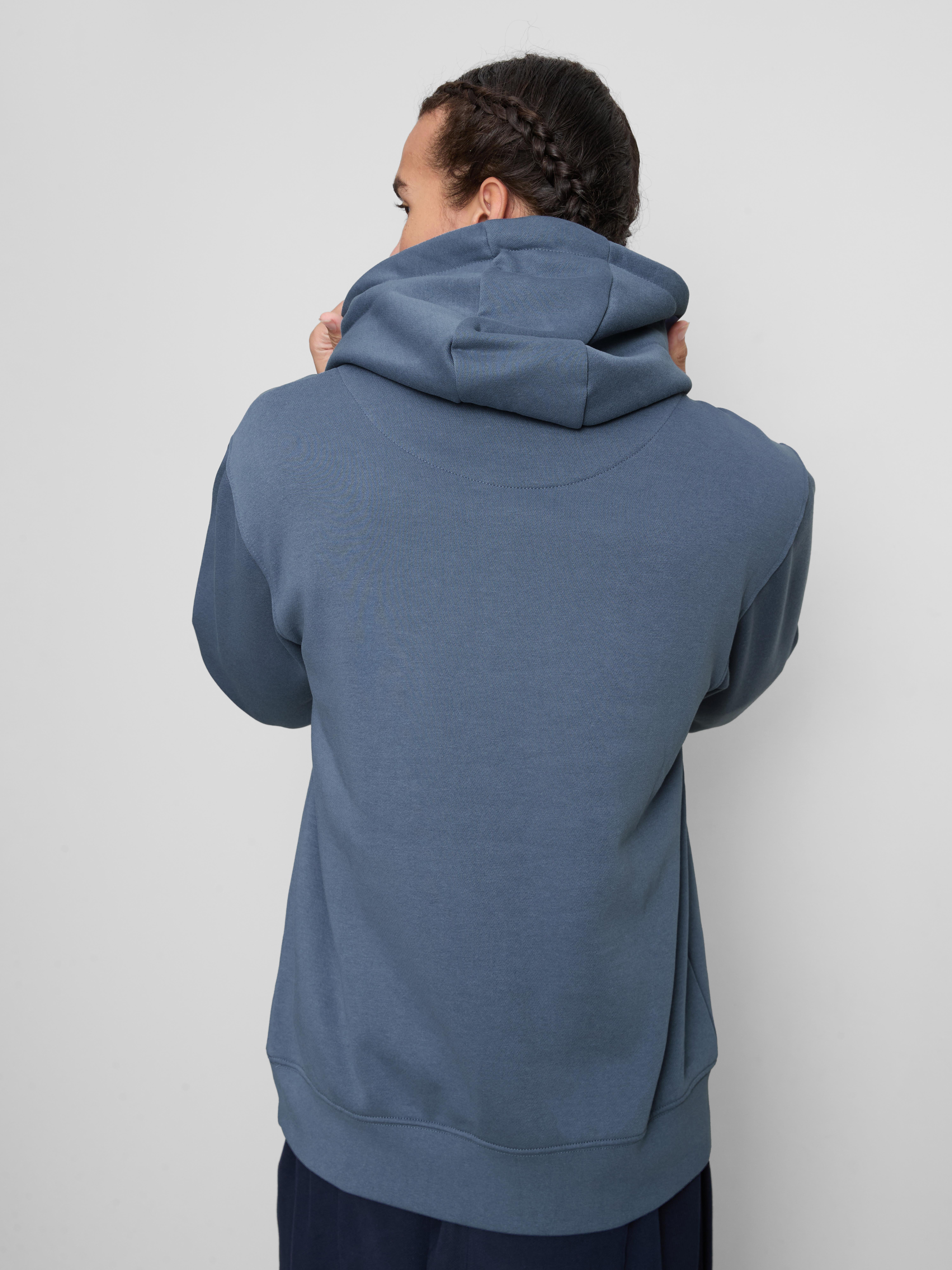 Cotton Blend Overhead Hoodie - Blue