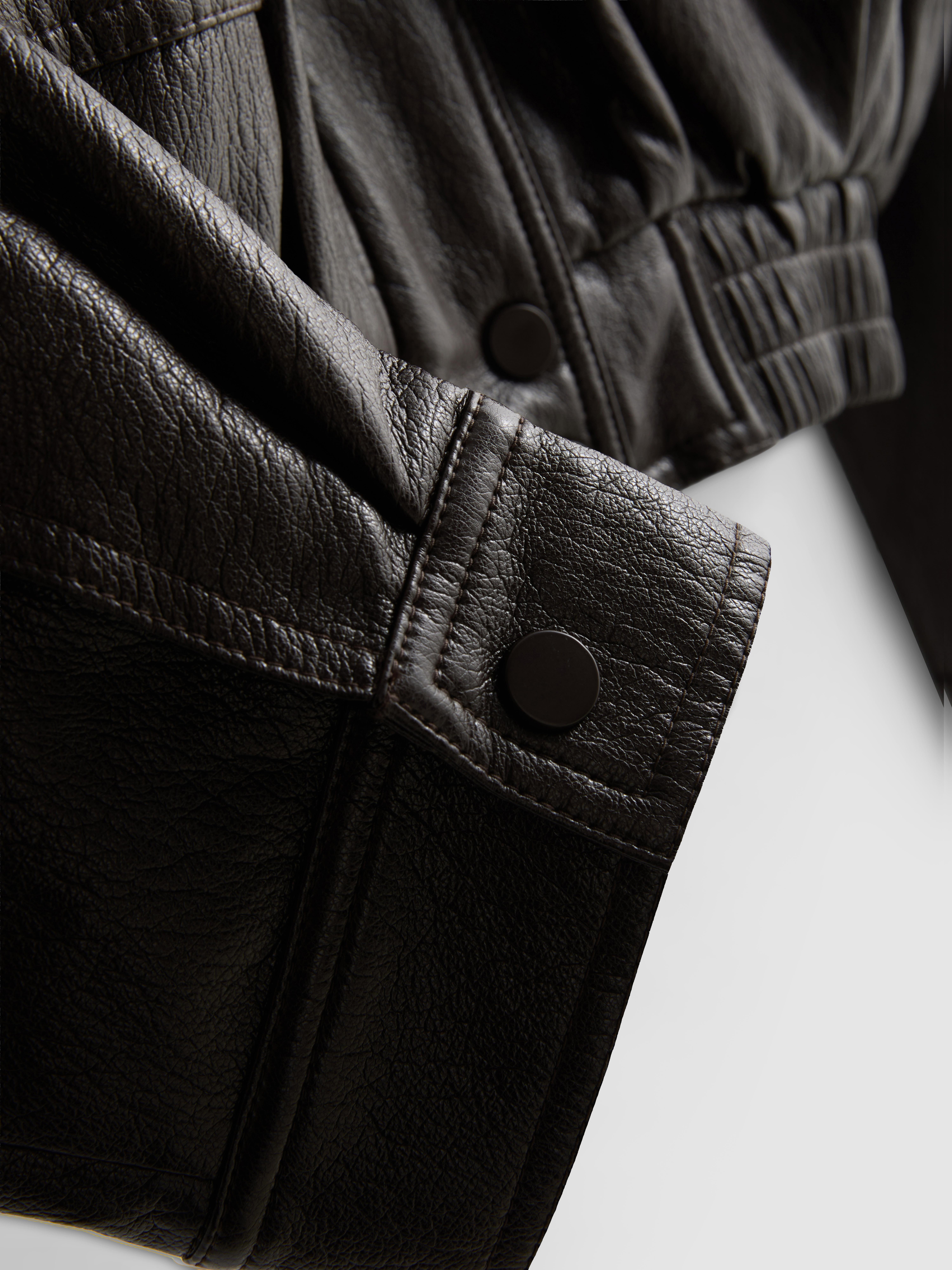 The Primark Scene | Faux Leather Funnel Neck Bomber Jacket - Chocolate