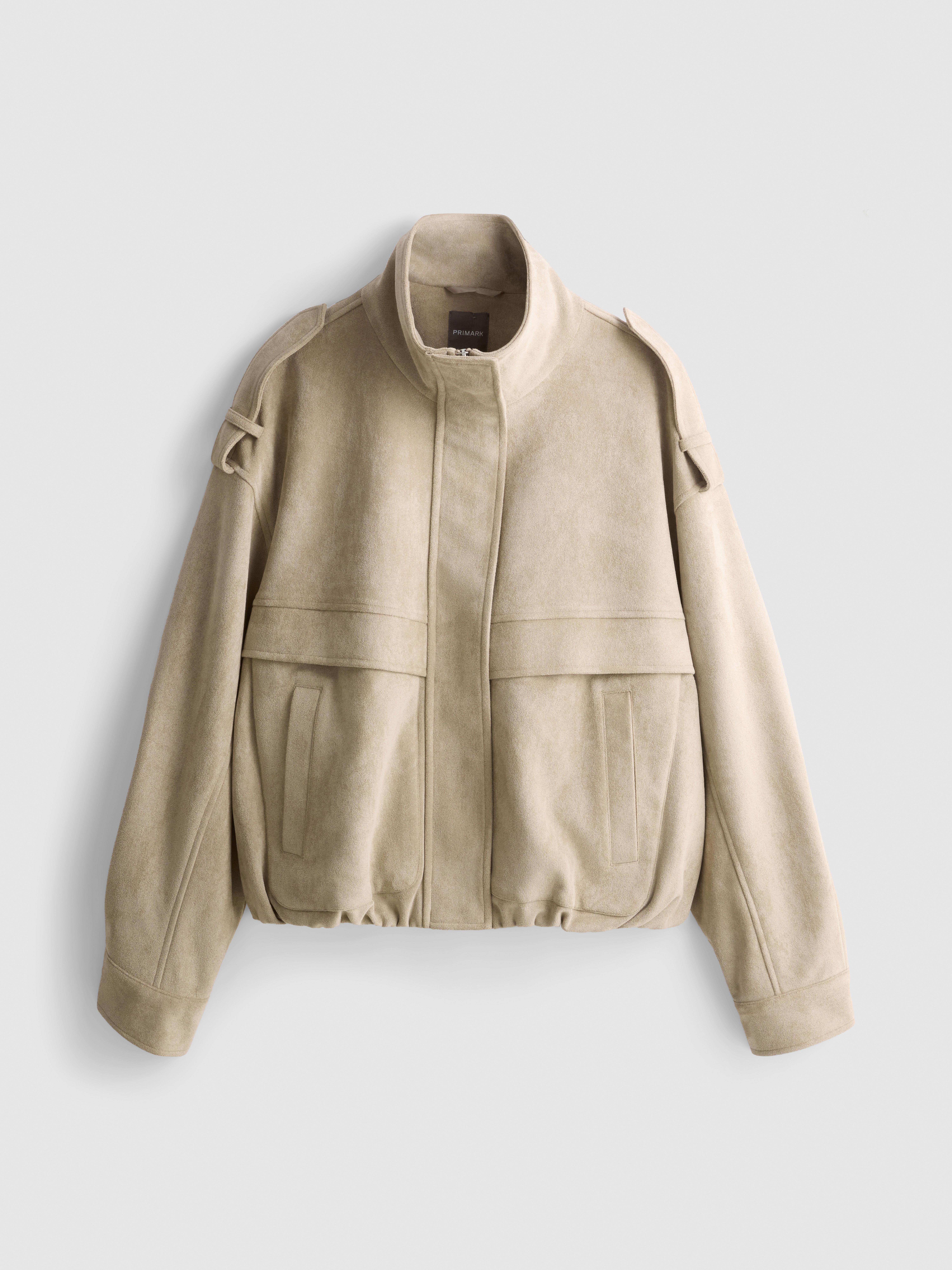 Paula Echevarría Faux Suede Utility Jacket - Taupe