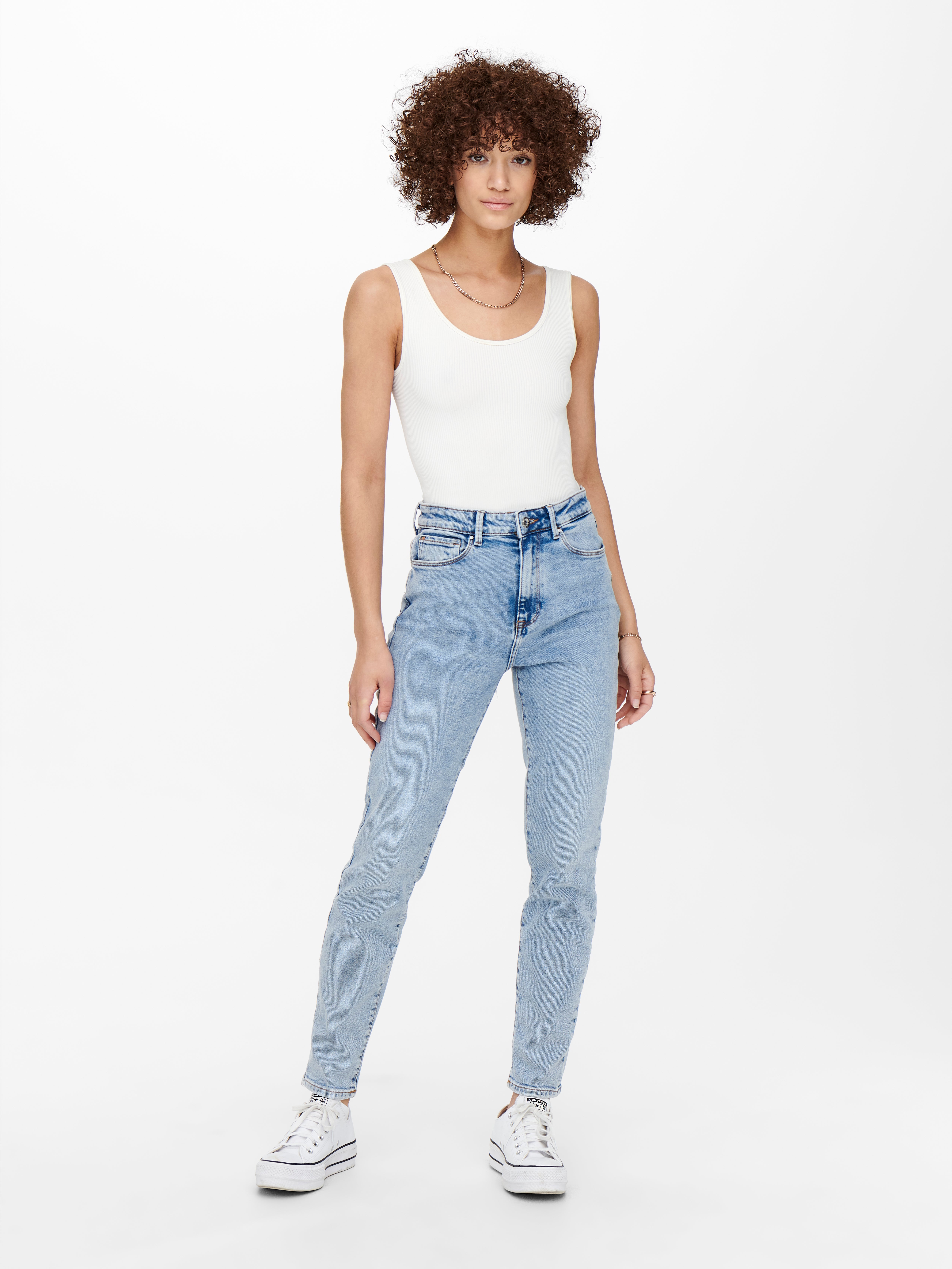 ONLEMILY Ankel High waist Straight Fit Jeans Light Blue Denim