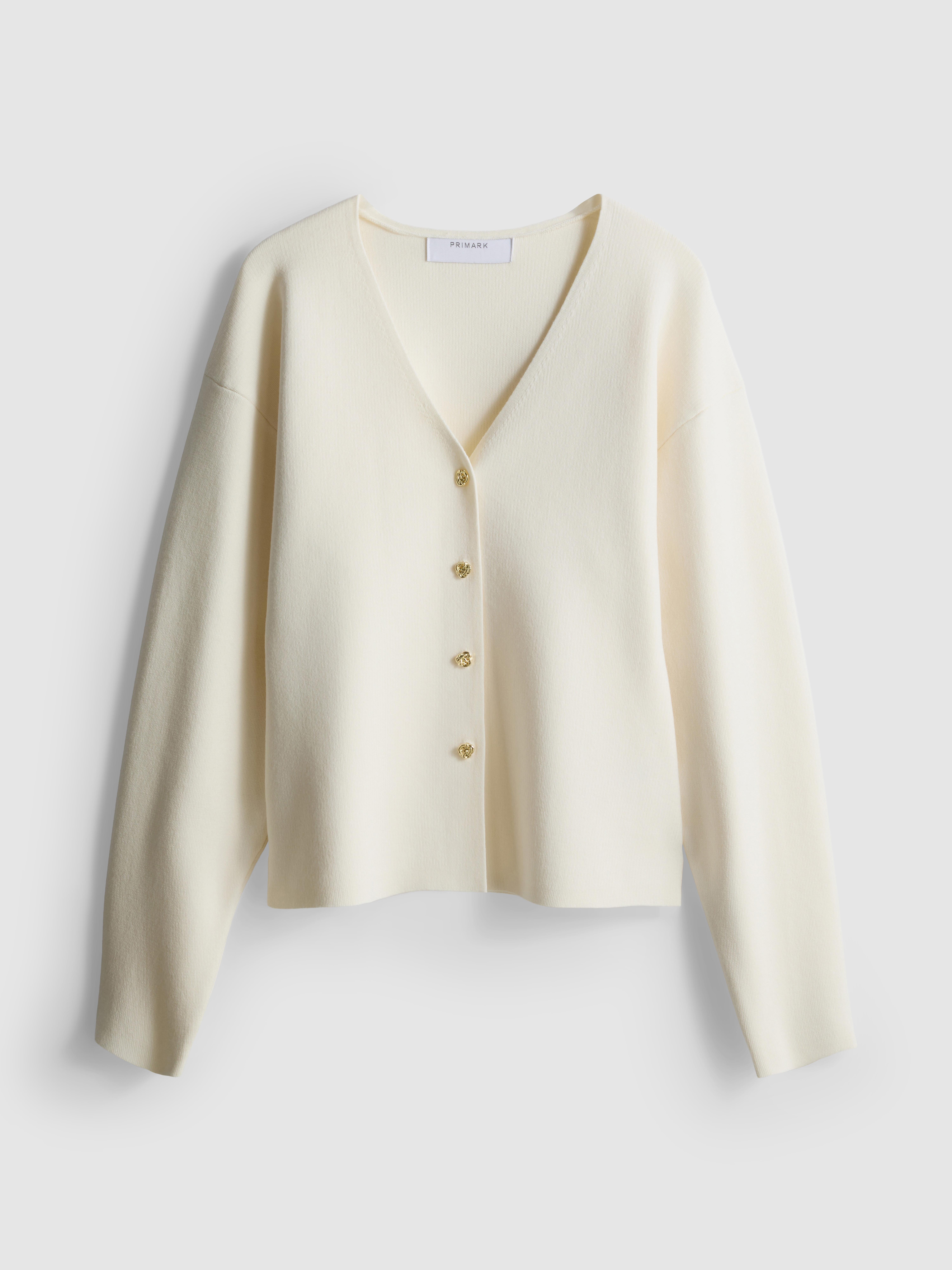 Statement Button Knitted Cardigan - Ivory