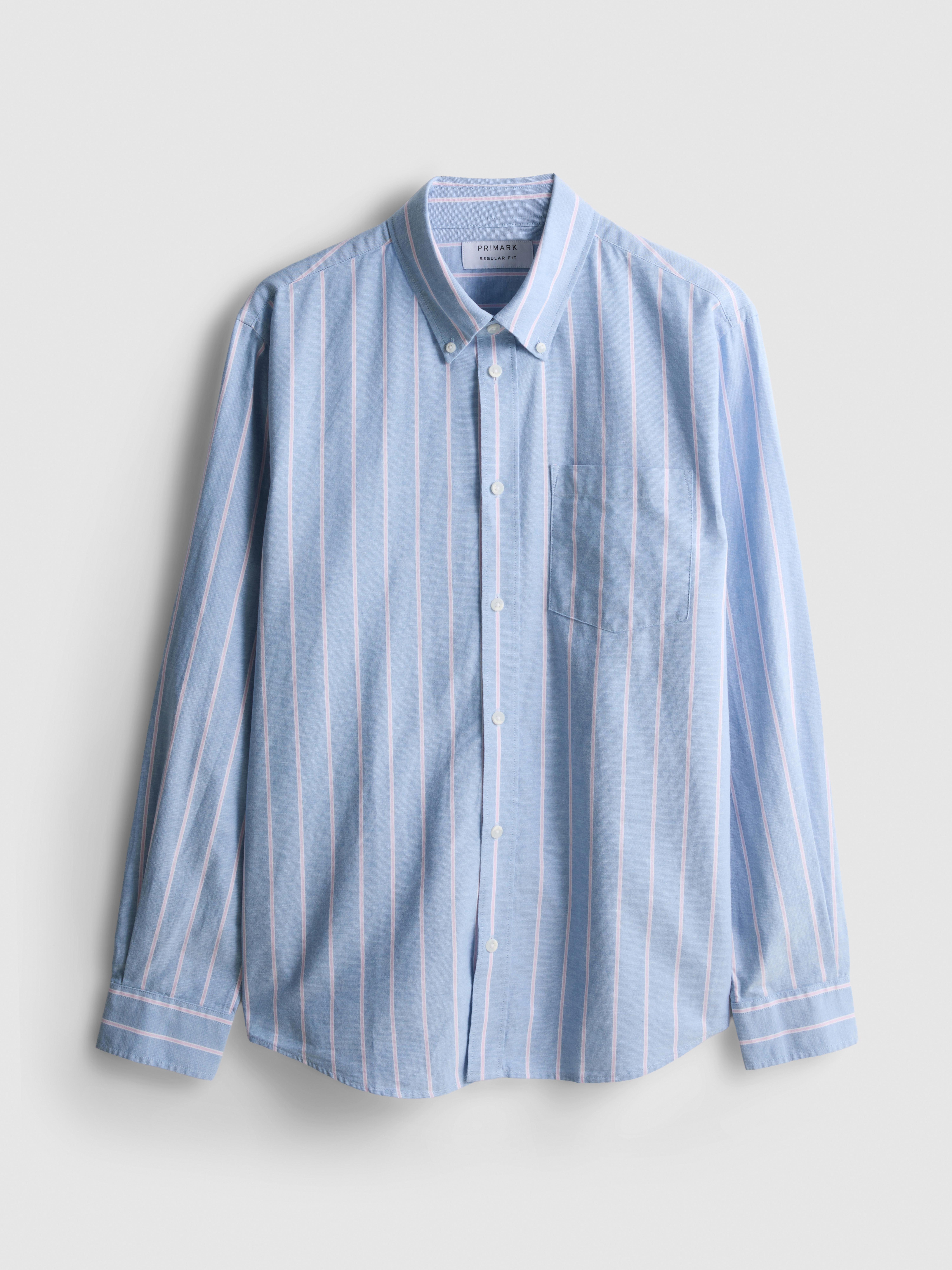 Pure Cotton Striped Oxford Shirt - Blue