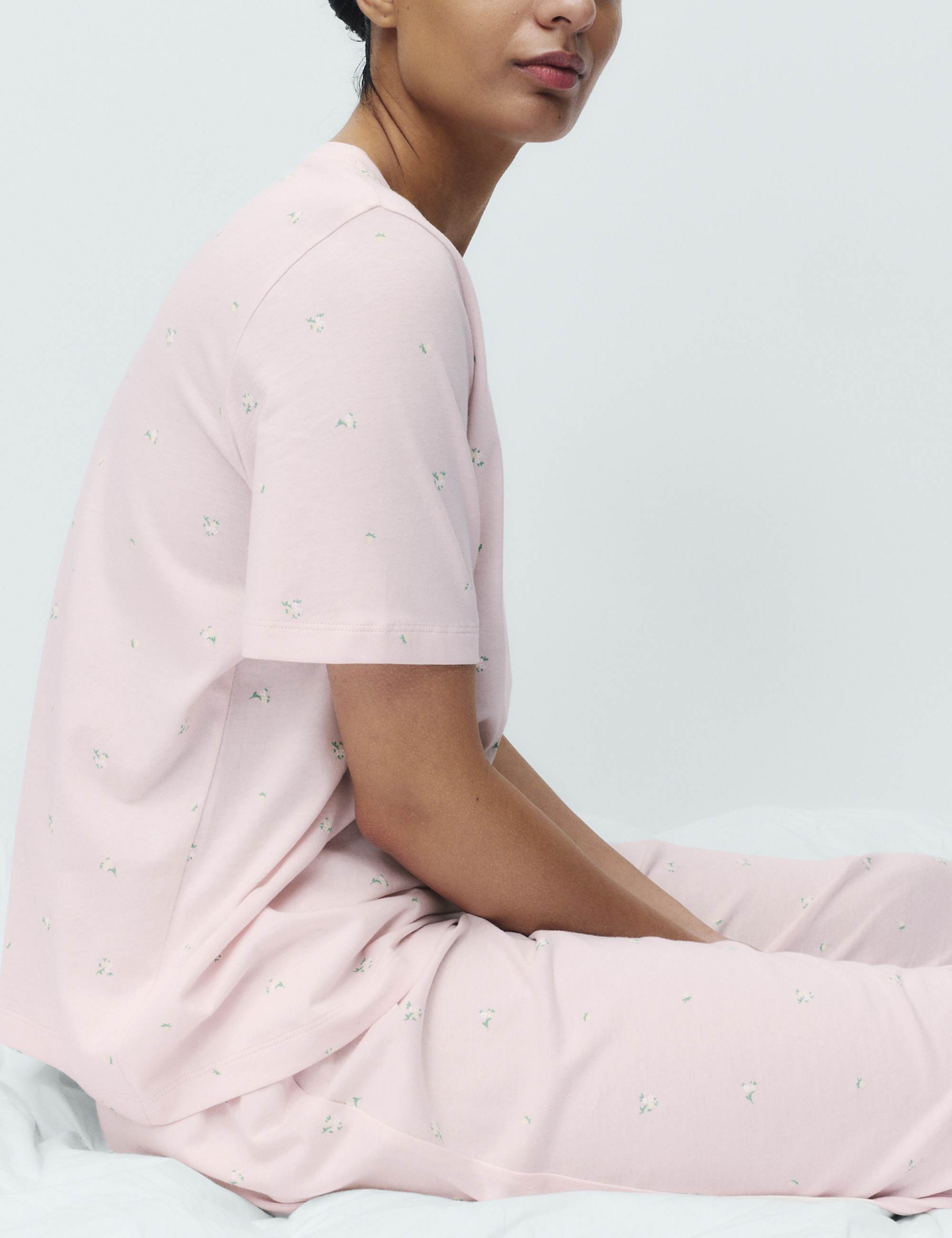 Cotton Rich Printed Cropped Pyjama Set
