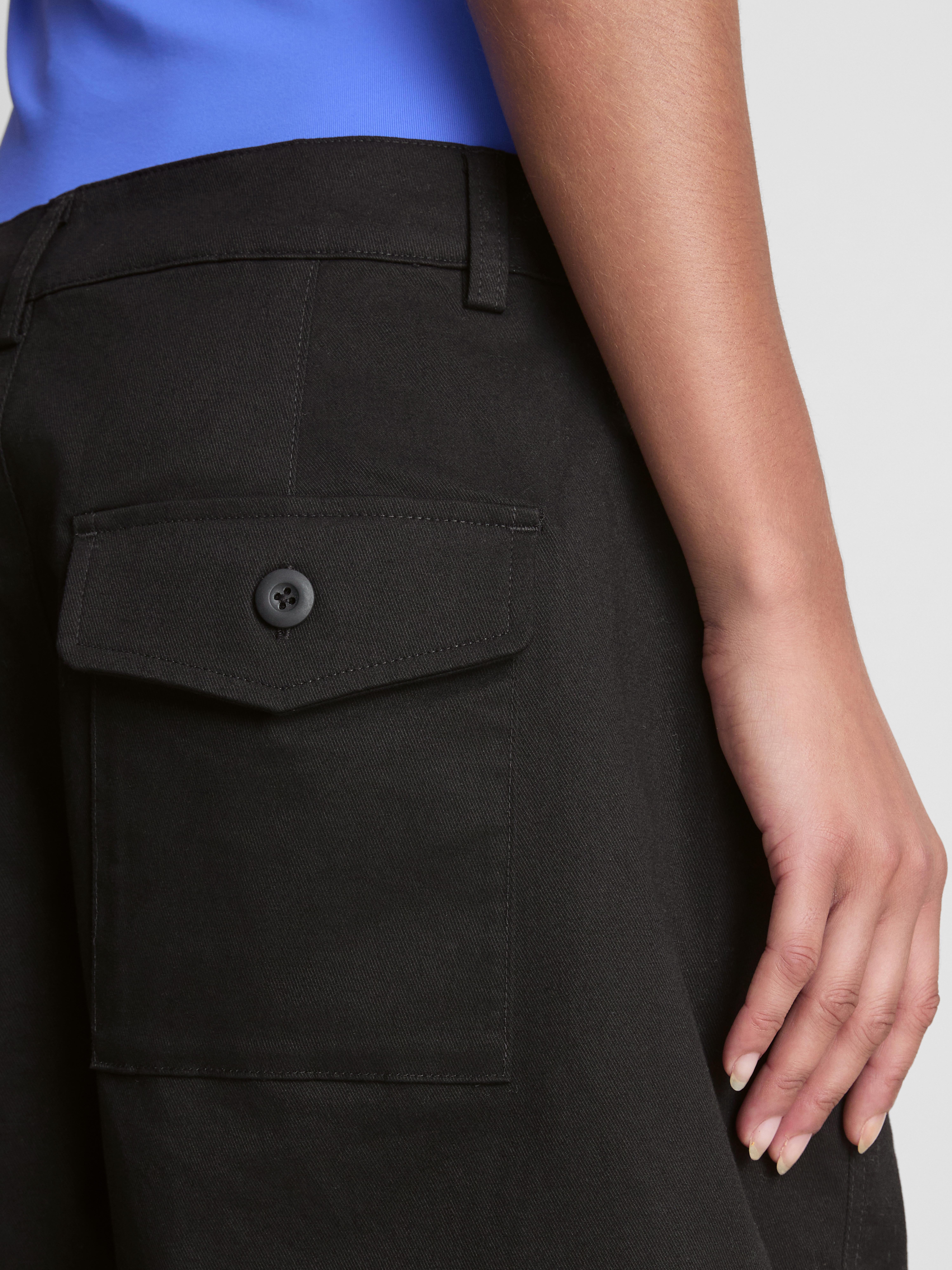 Cotton-Rich Barrel-Leg Utility Pants - Black