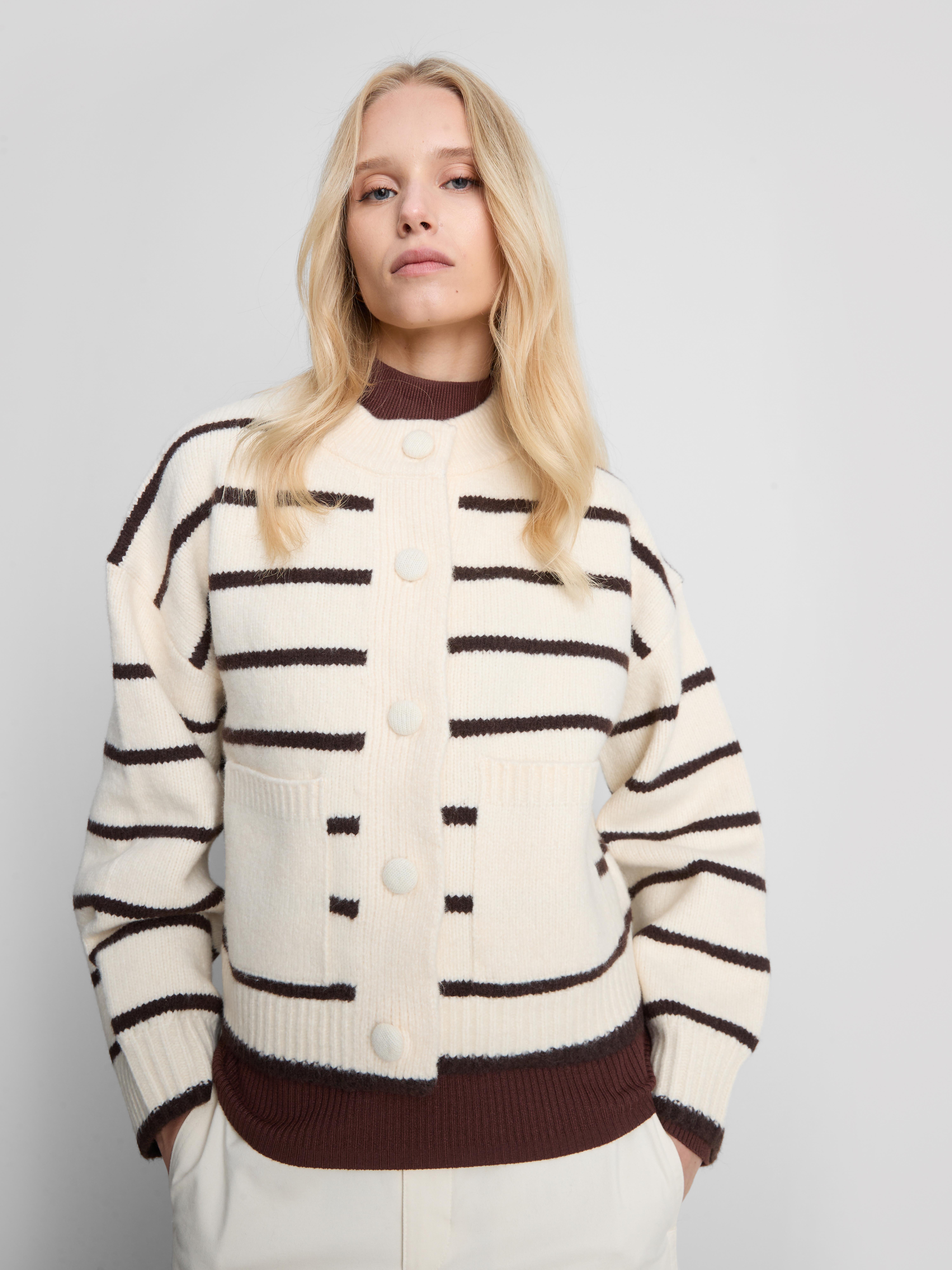 Knitted Bomber Cardigan - Chocolate