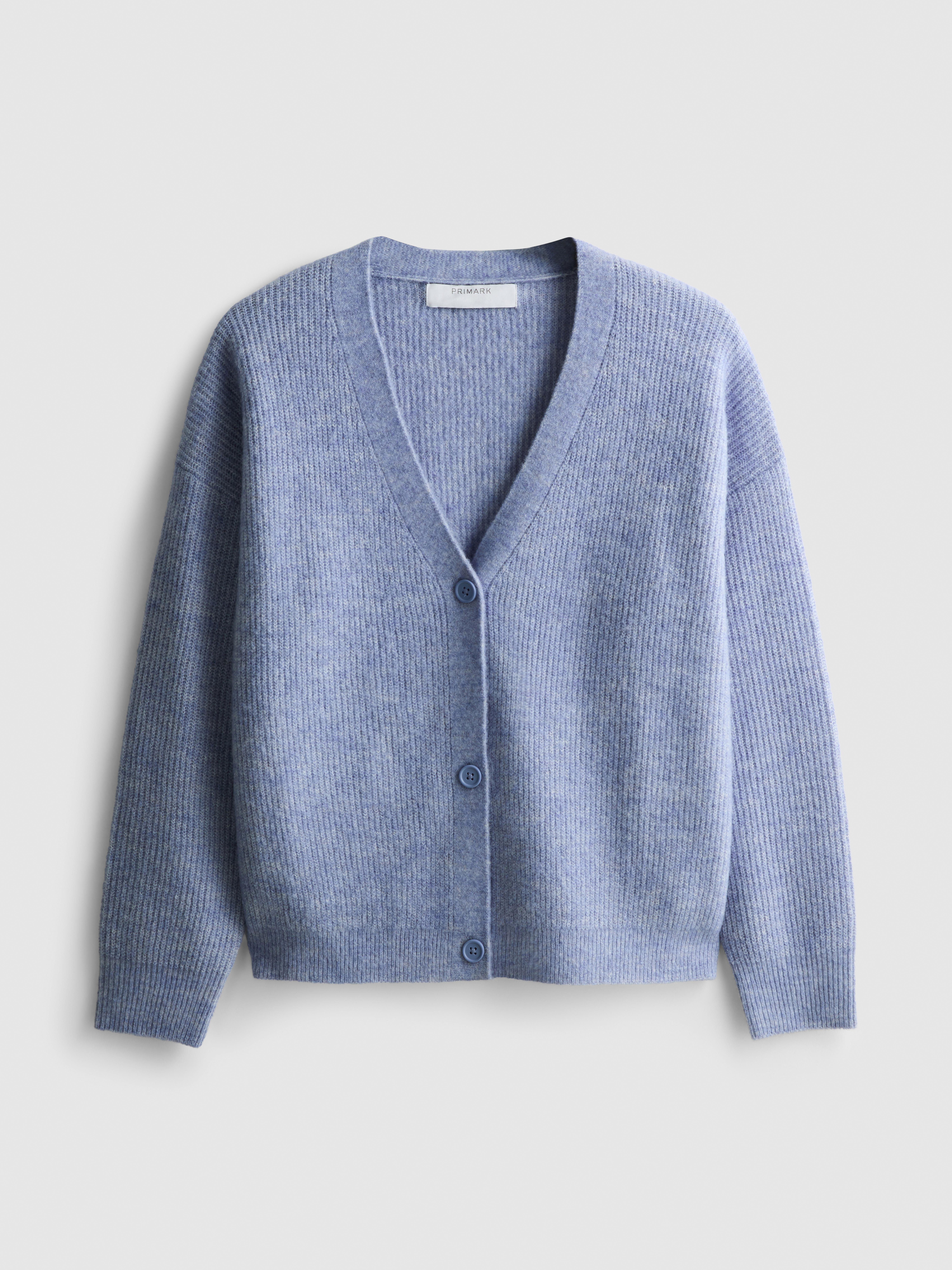 Soft Rib V-Neck Cardigan - Blue