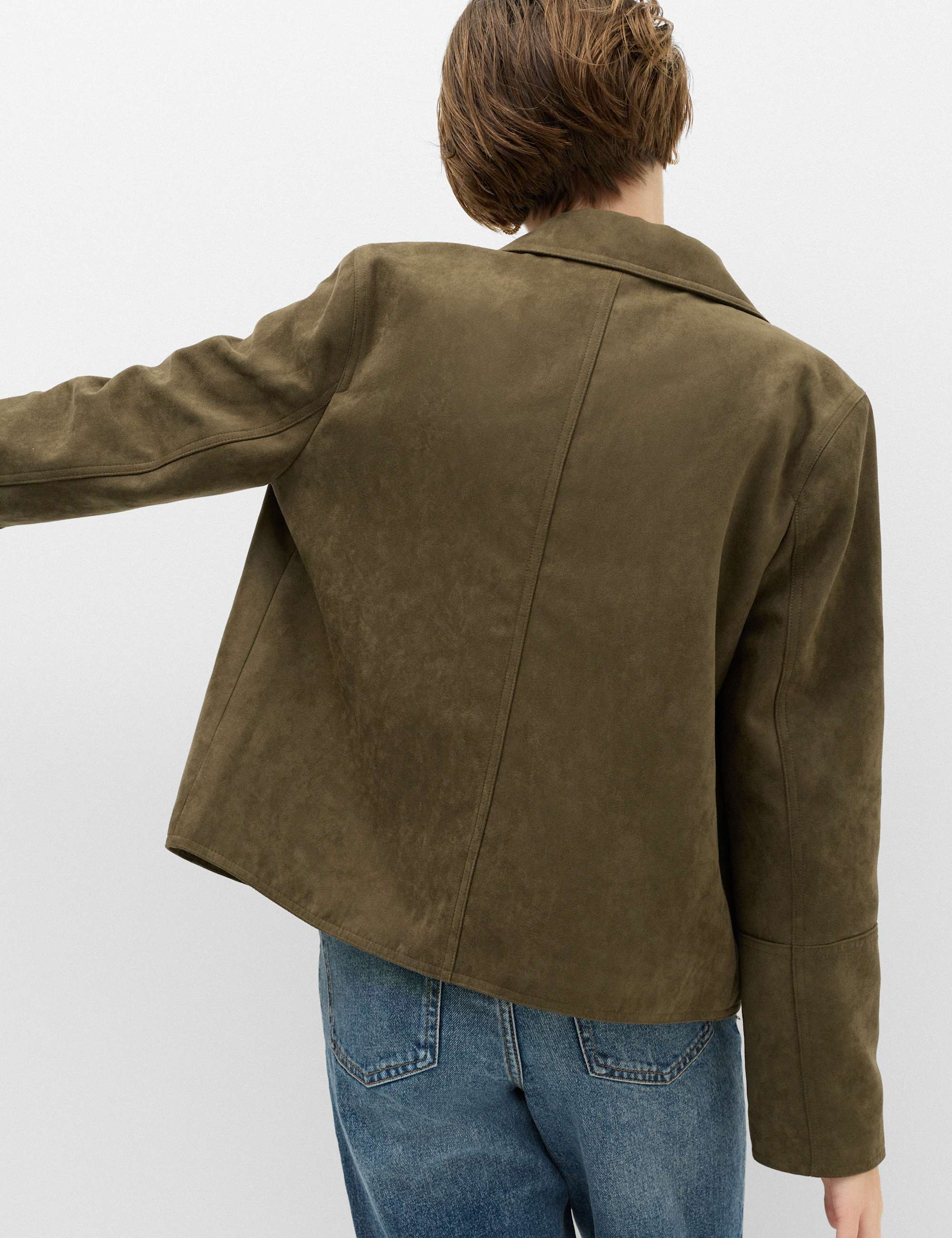 Suedette Button Through Short Jacket