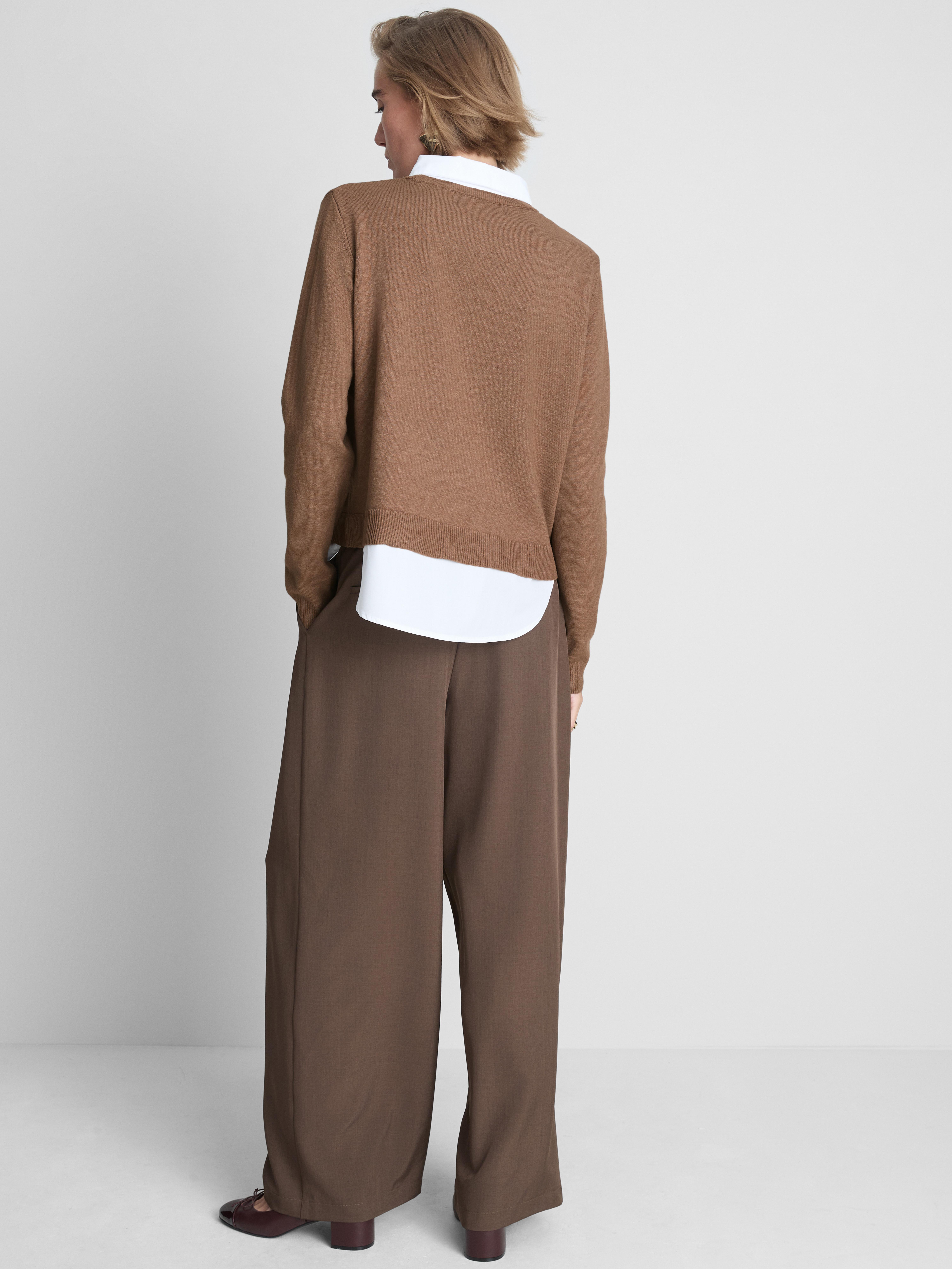 2-in-1 Button-Down & Sweater - Camel
