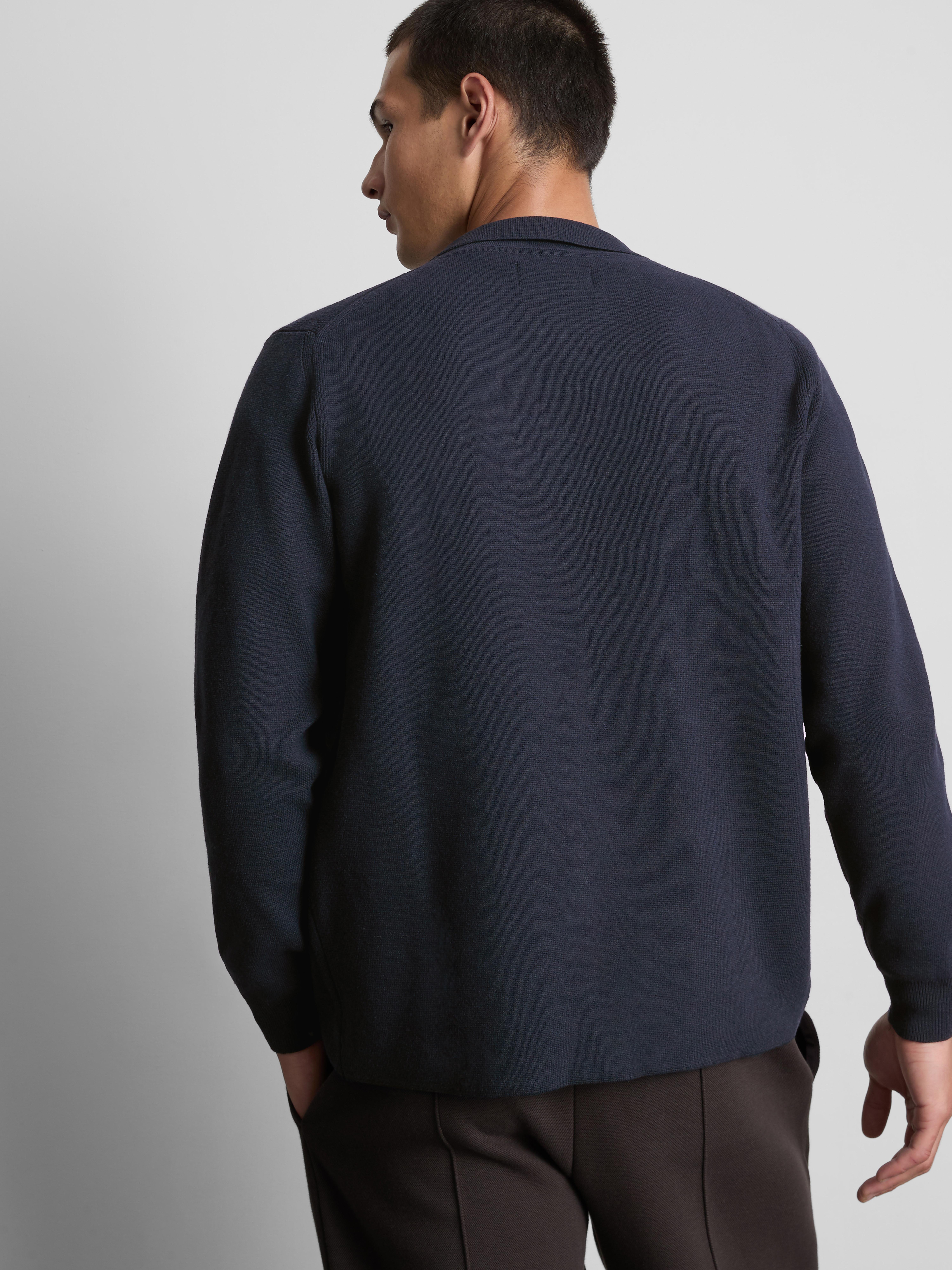The Edit Knitted Harrington Jacket - Navy