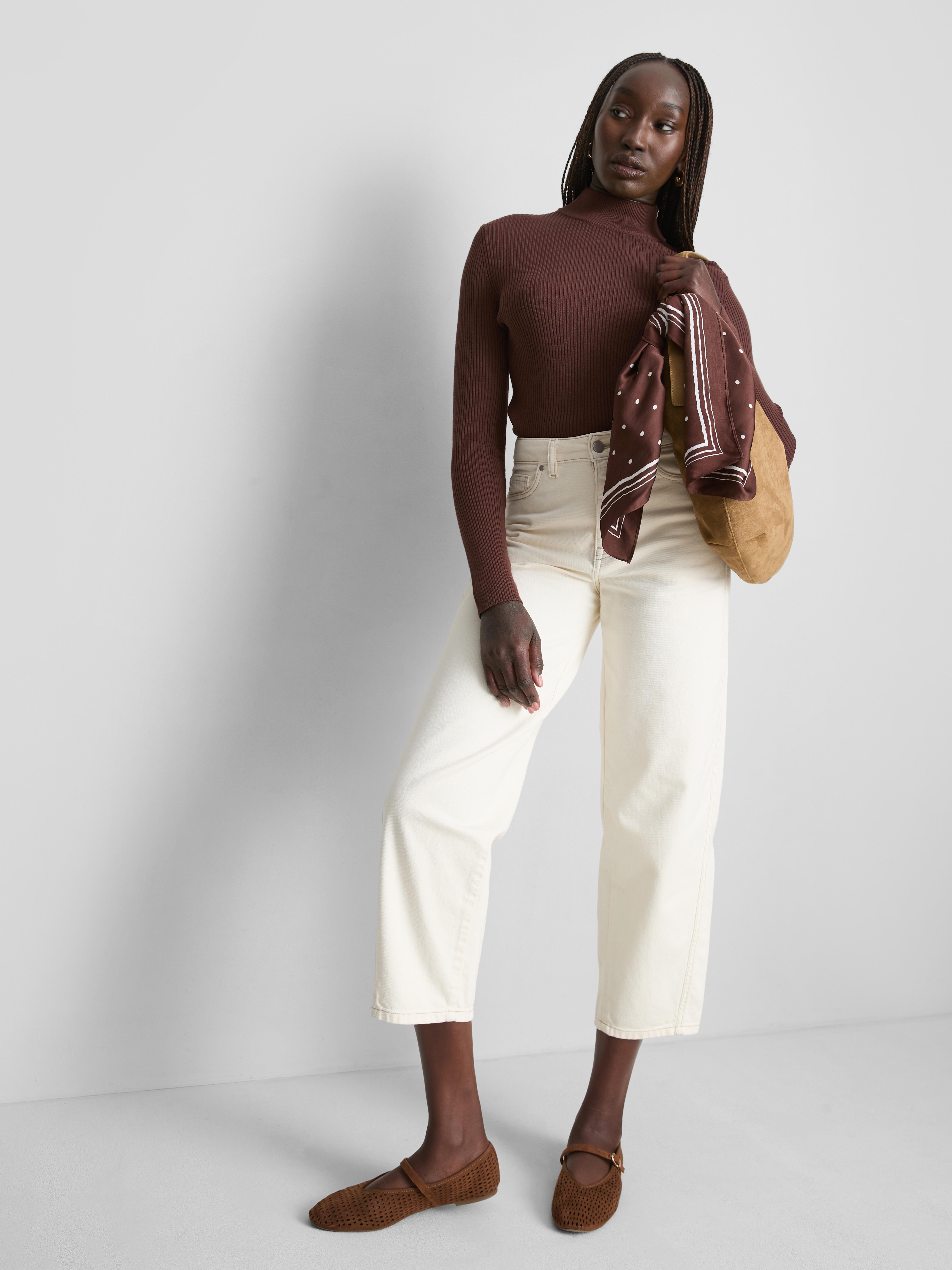 Ribbed Turtleneck Sweater - Chocolate