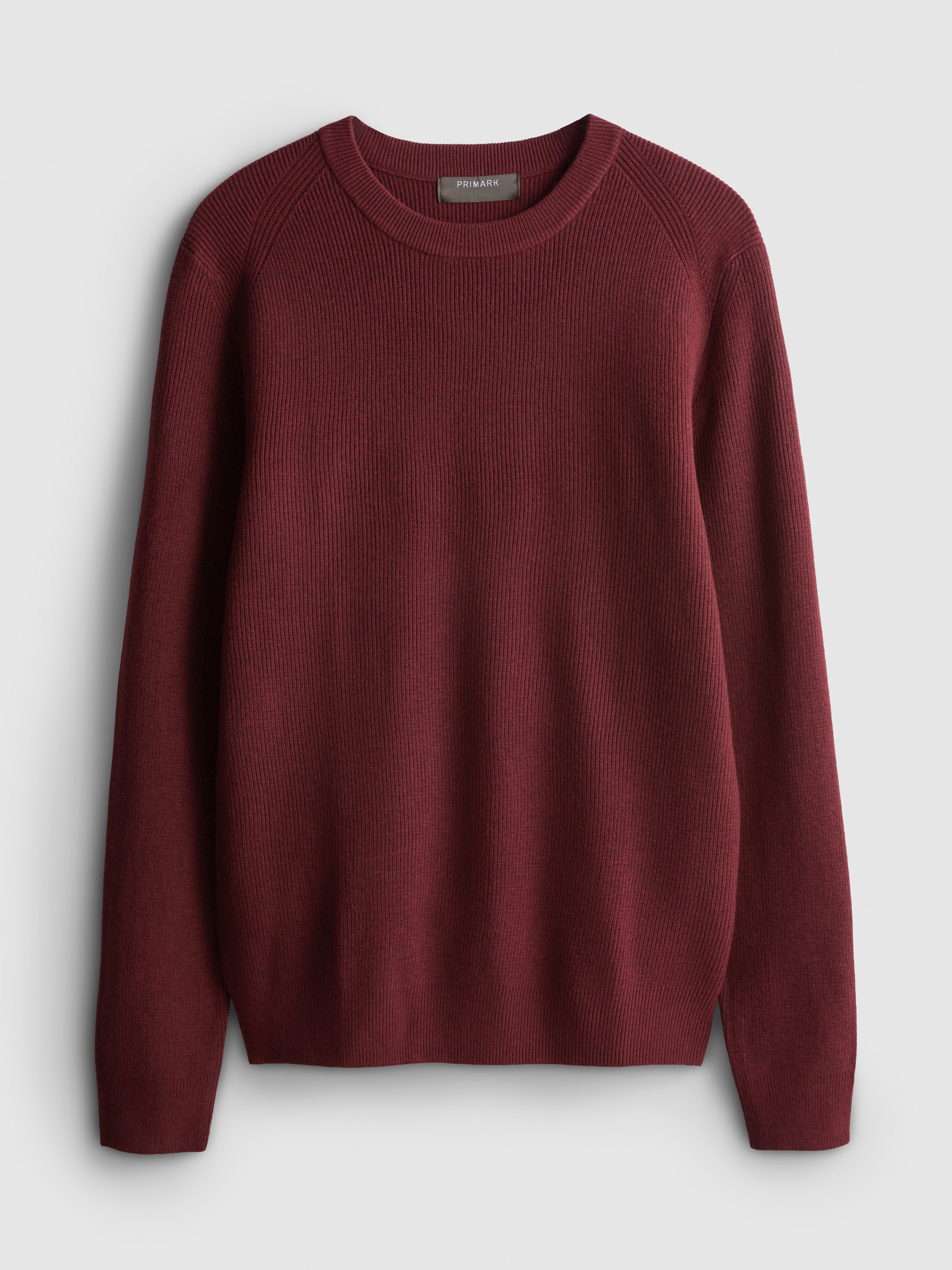 Ribbed Crewneck Sweater - Red