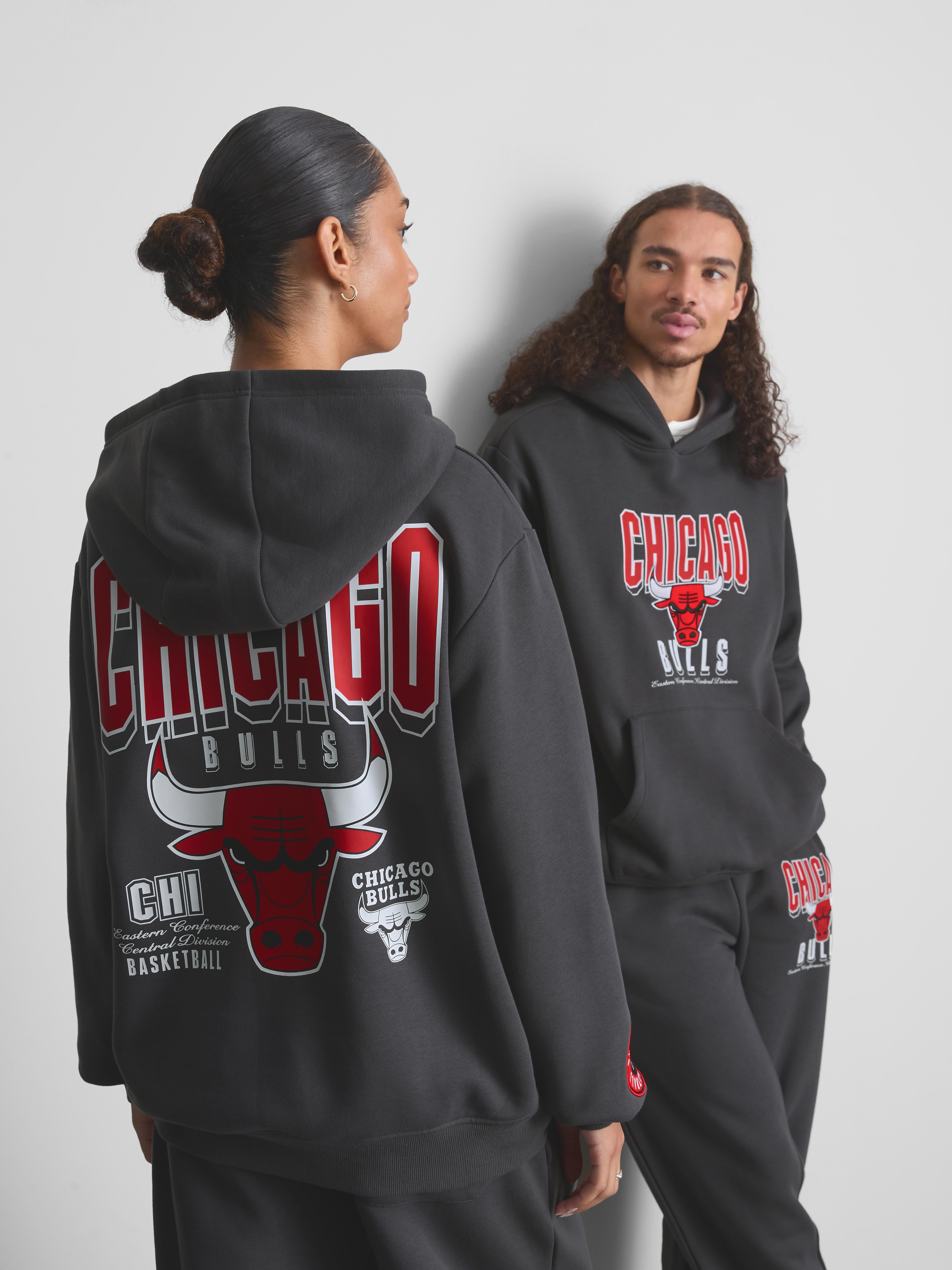 NBA Chicago Bulls Cotton-Rich Hoodie - Charcoal