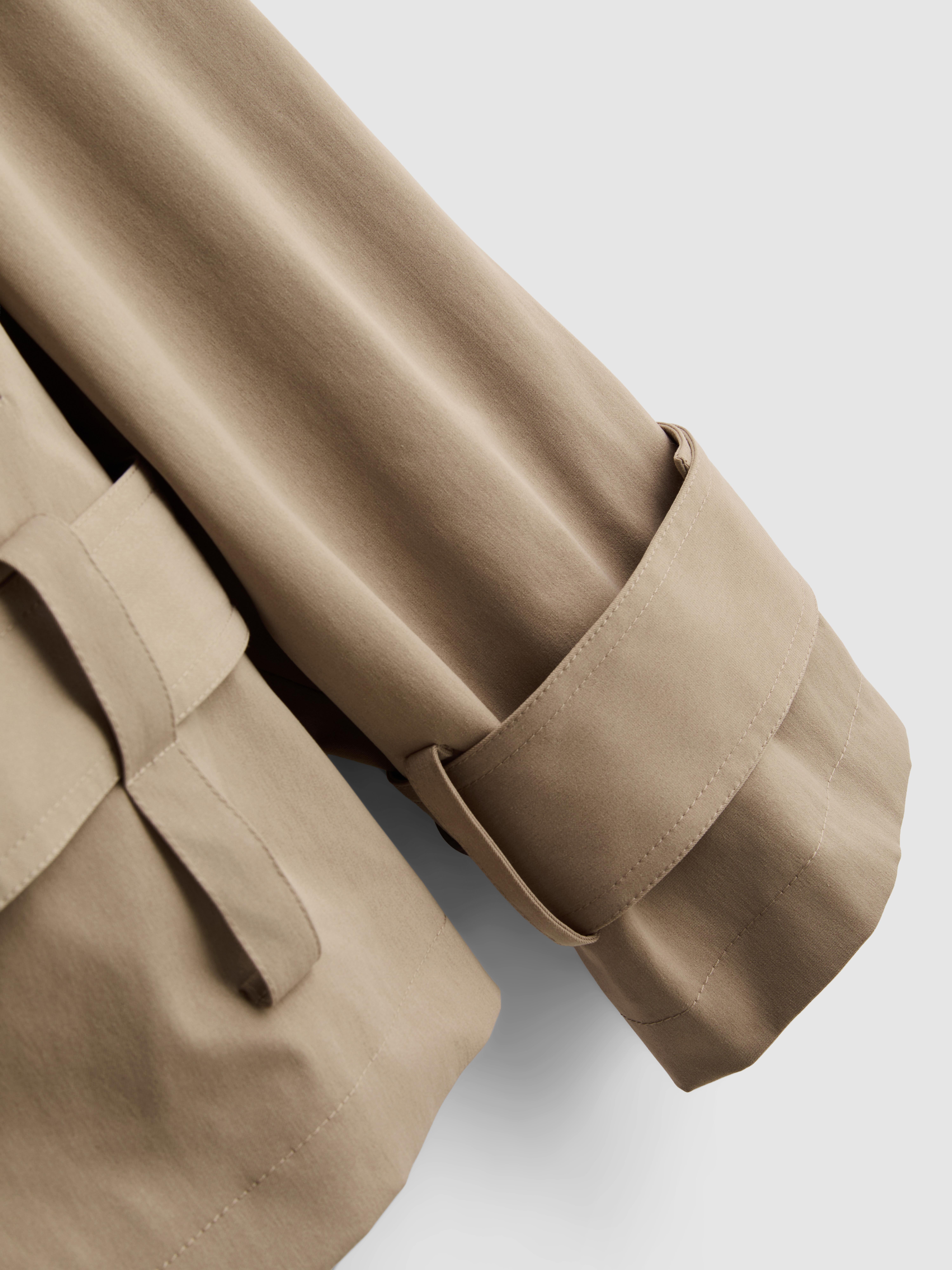Paula Echevarría Belted Funnel Neck Raincoat - Beige
