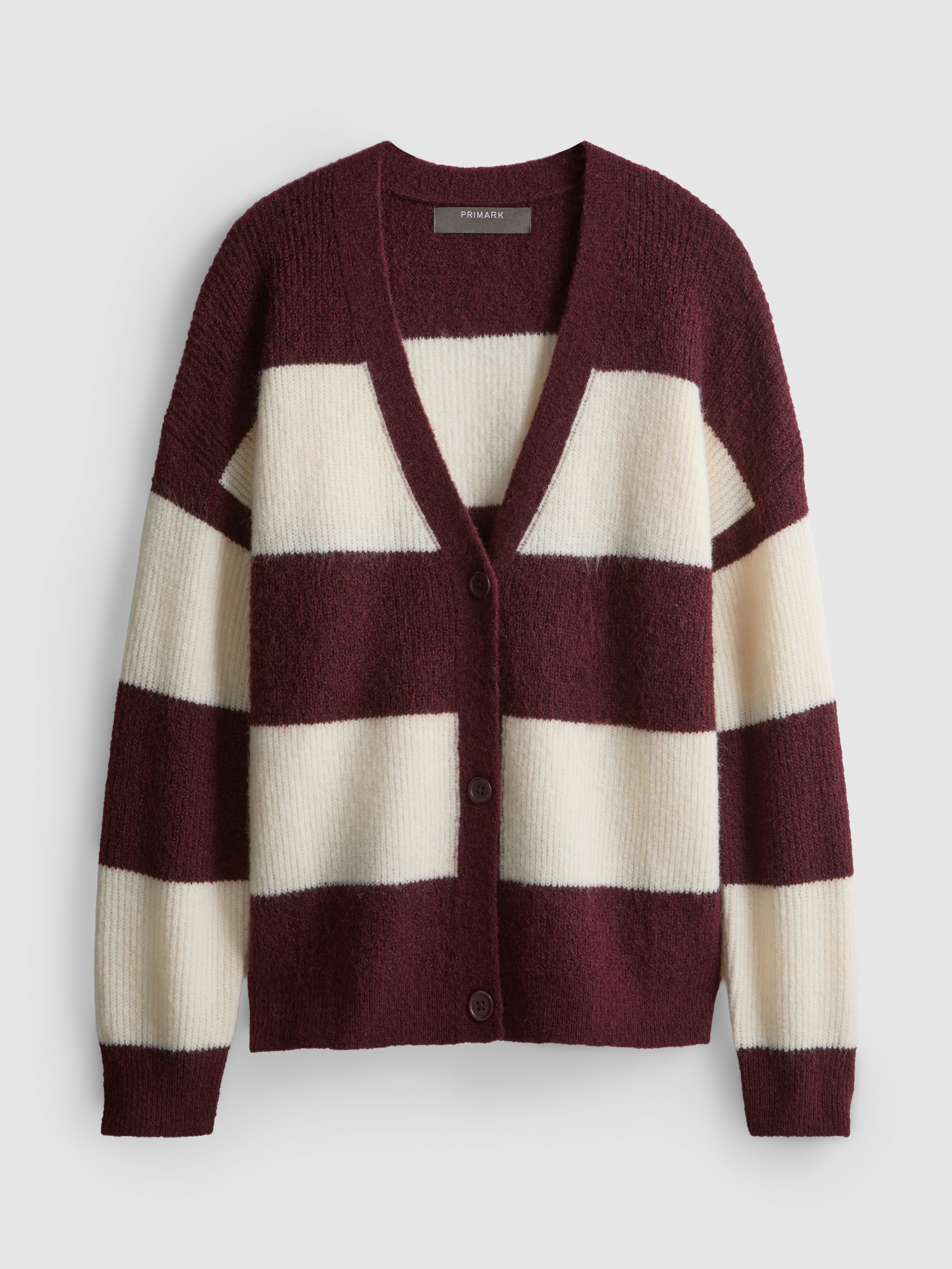 Soft Rib V-Neck Cardigan - Burgundy