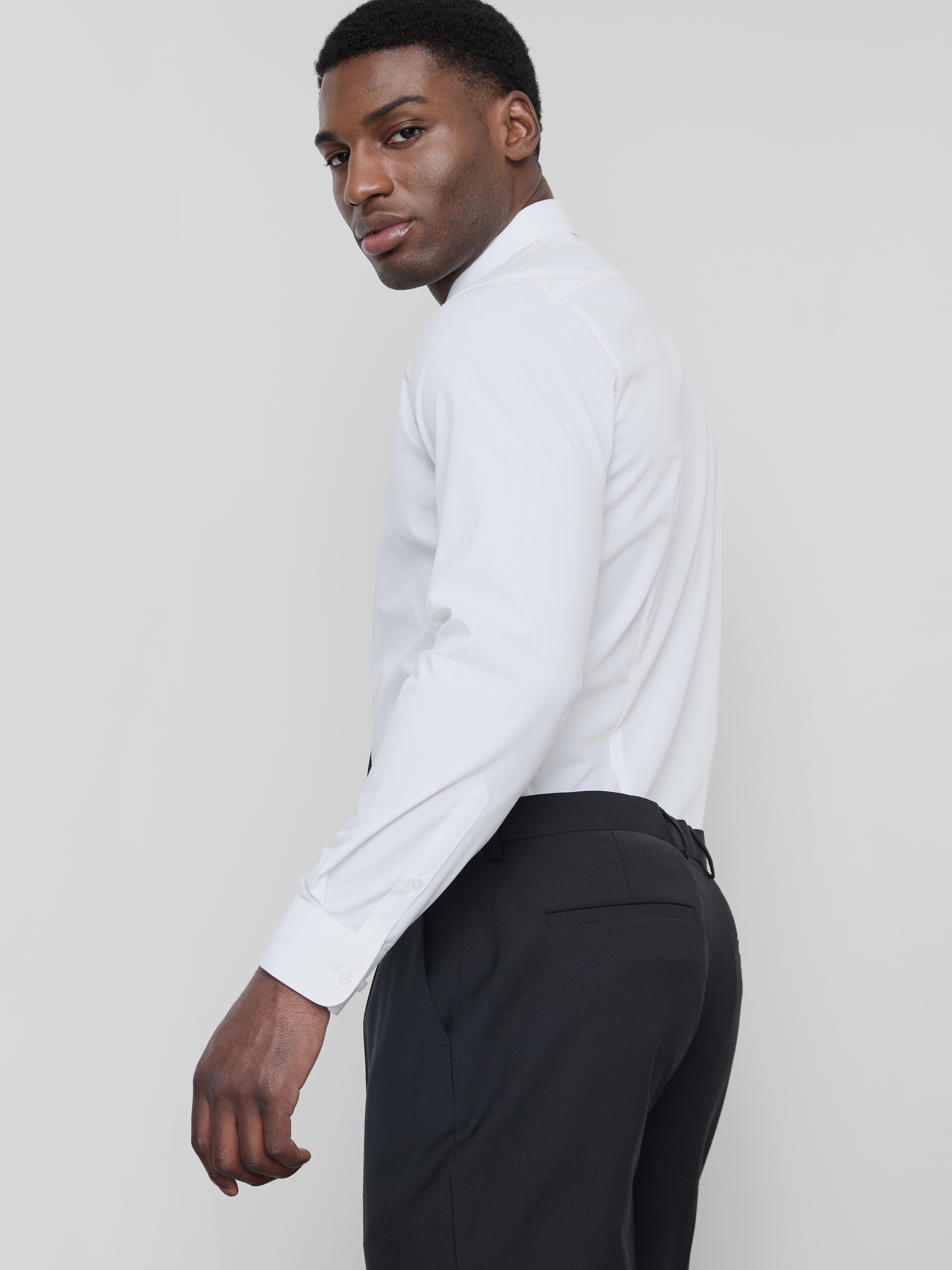 Slim Fit Stretch Button-Up Shirt - White