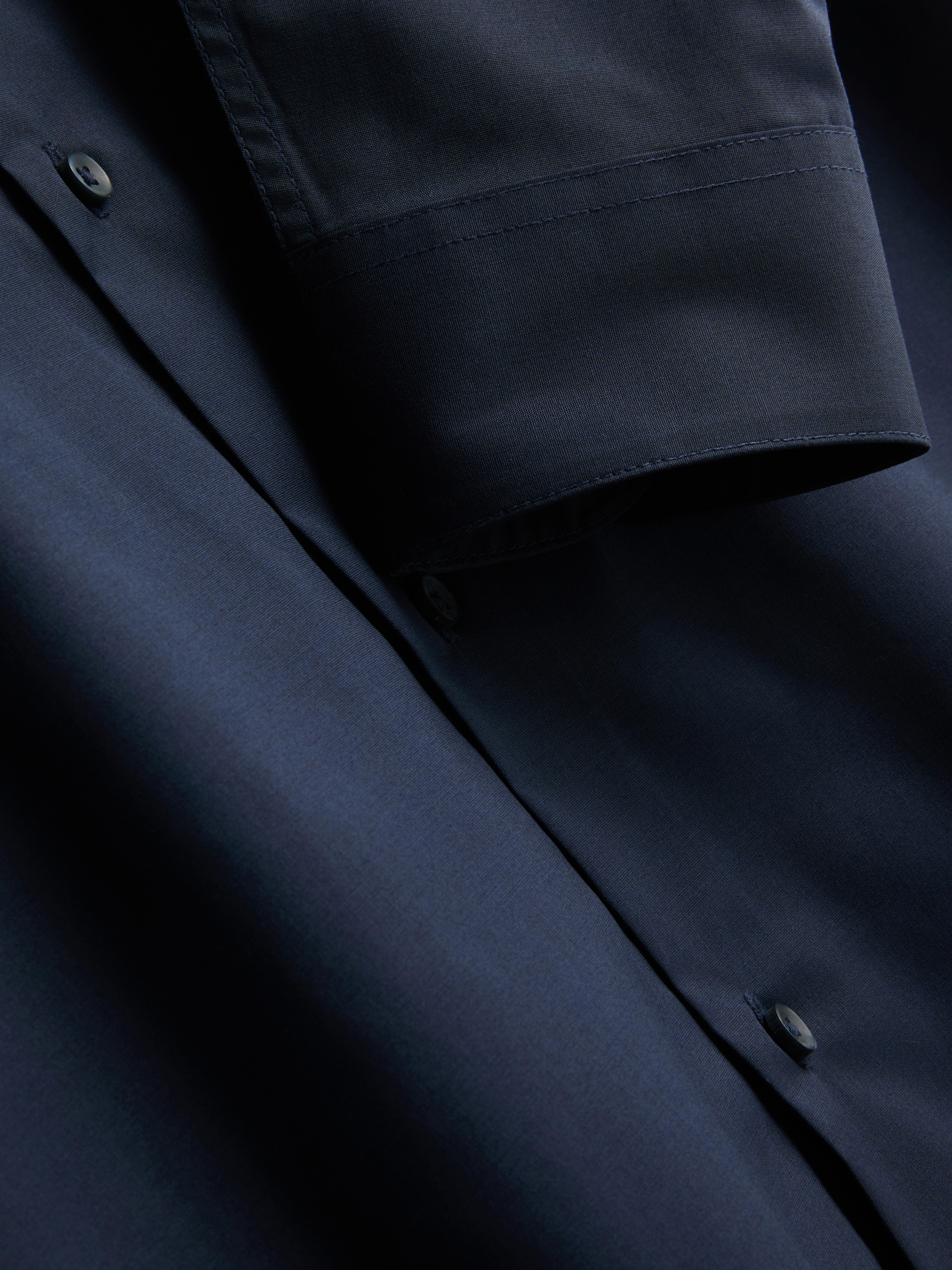 Slim Fit Stretch Button-Up Shirt - Navy