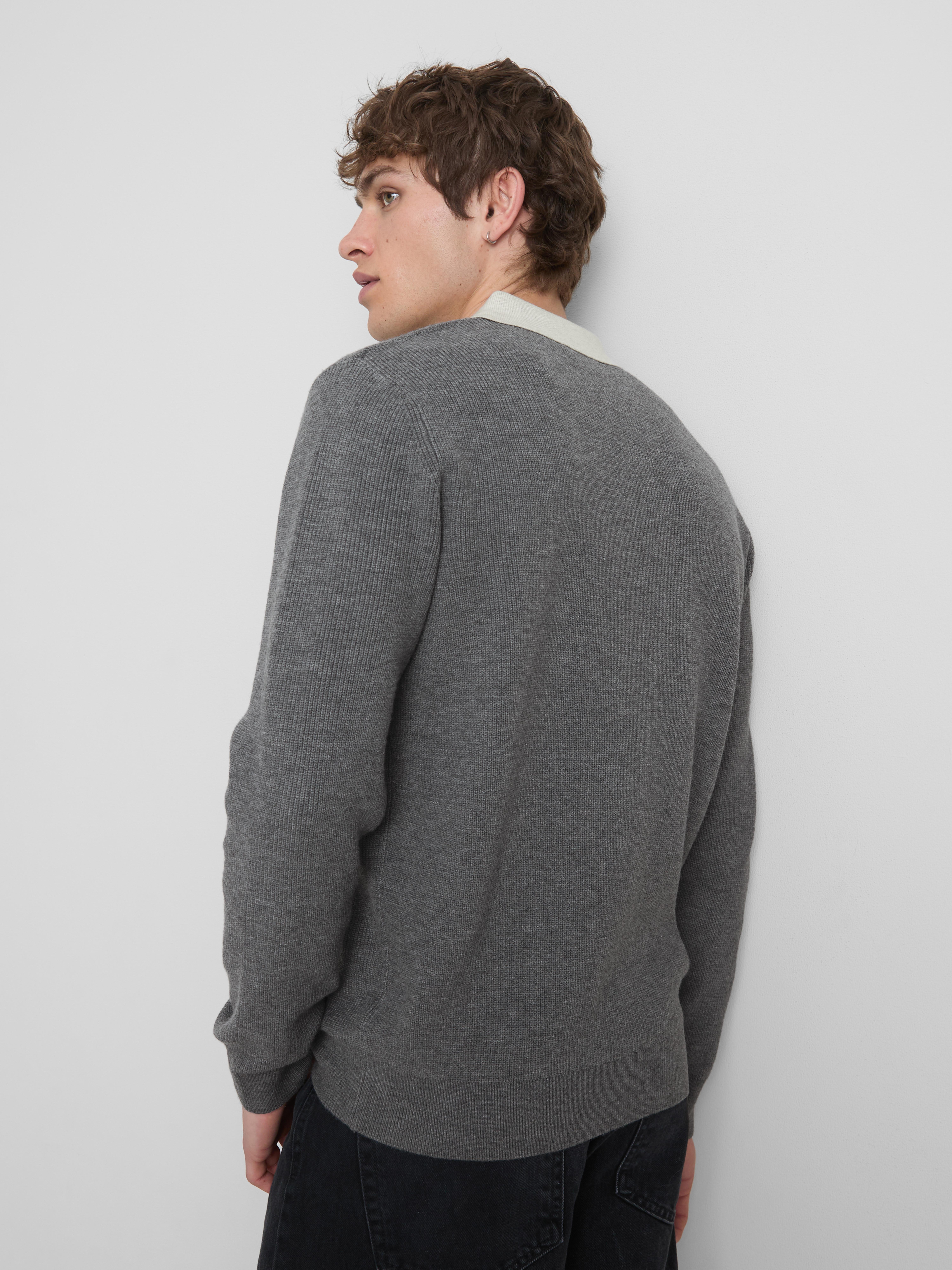 Knit Polo Sweater - Charcoal