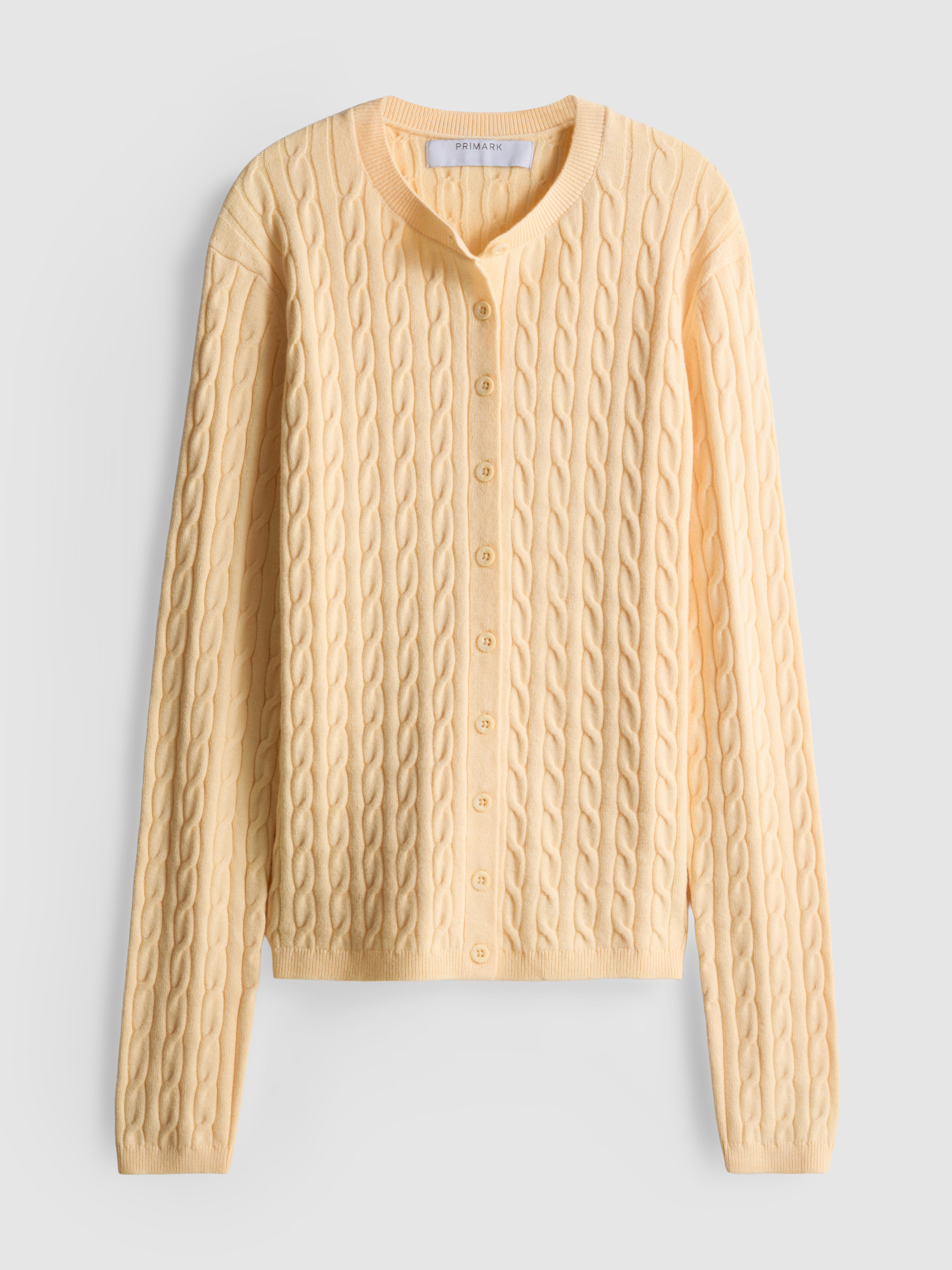 Cable Knit Cardigan - Light Yellow