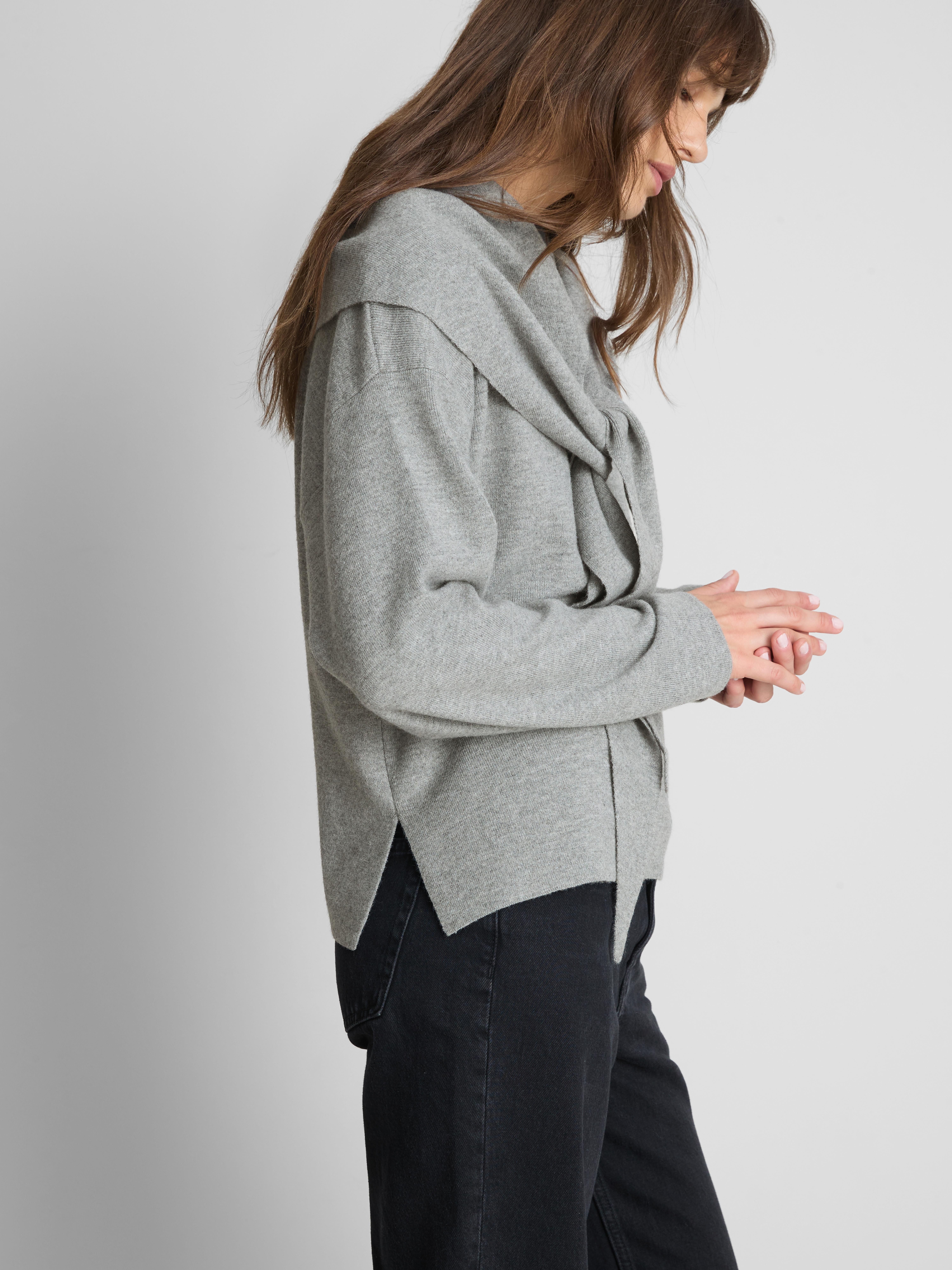 Paula Echevarría Scarf Detail Sweater - Gray Heather