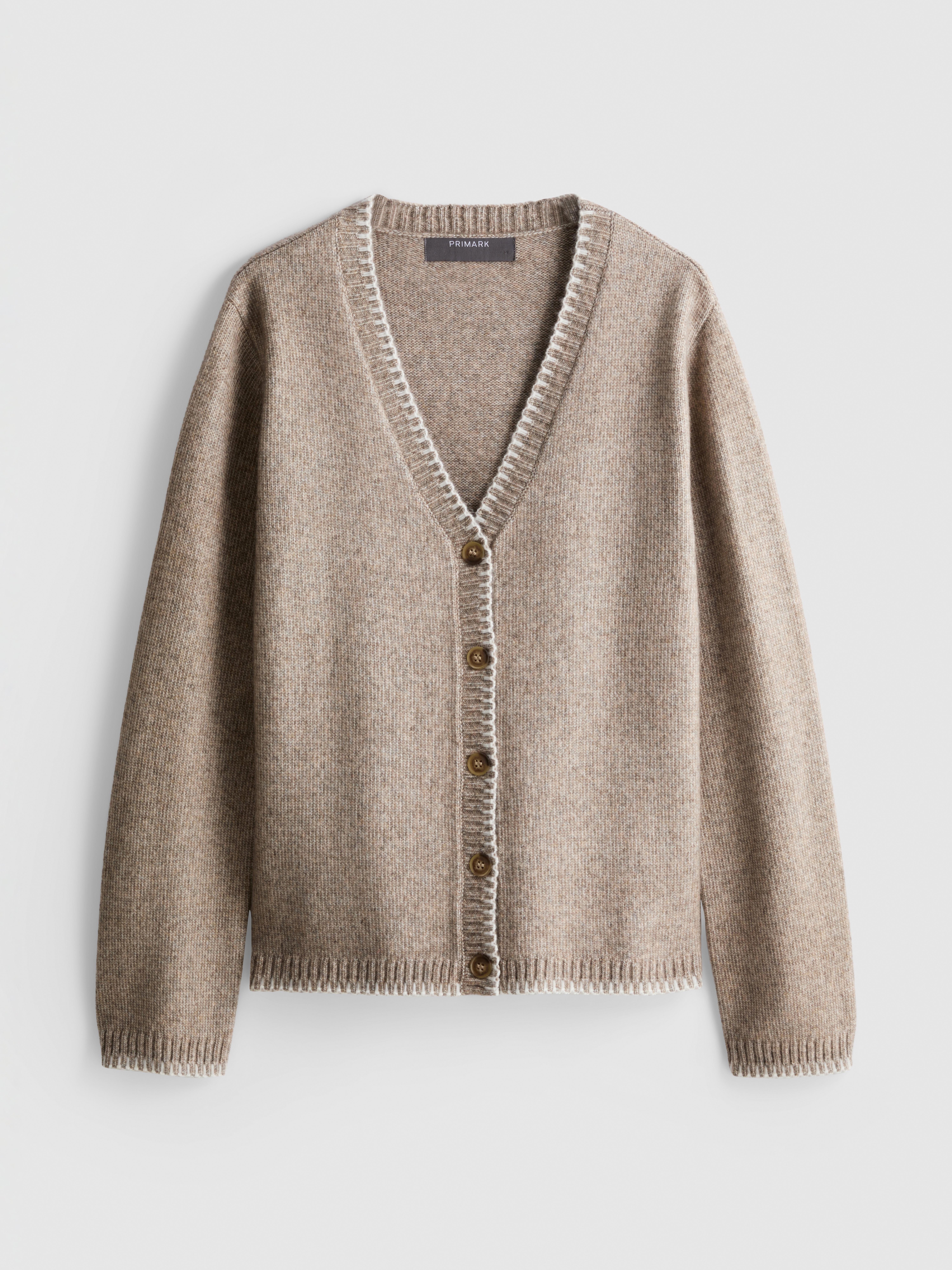 Halo Stitch V-Neck Cardigan - Oatmeal