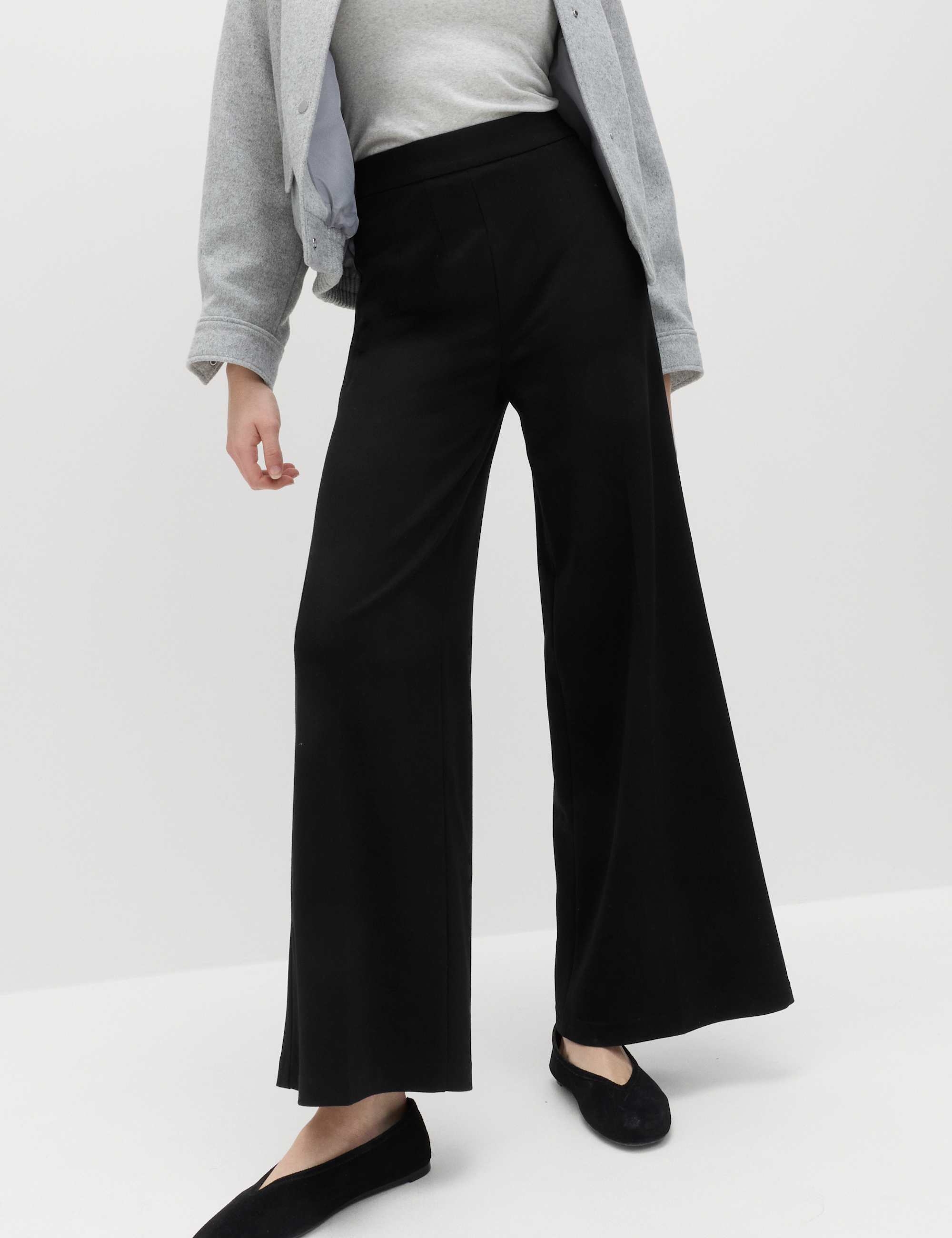 Jersey Wide Leg Trousers with Stretch