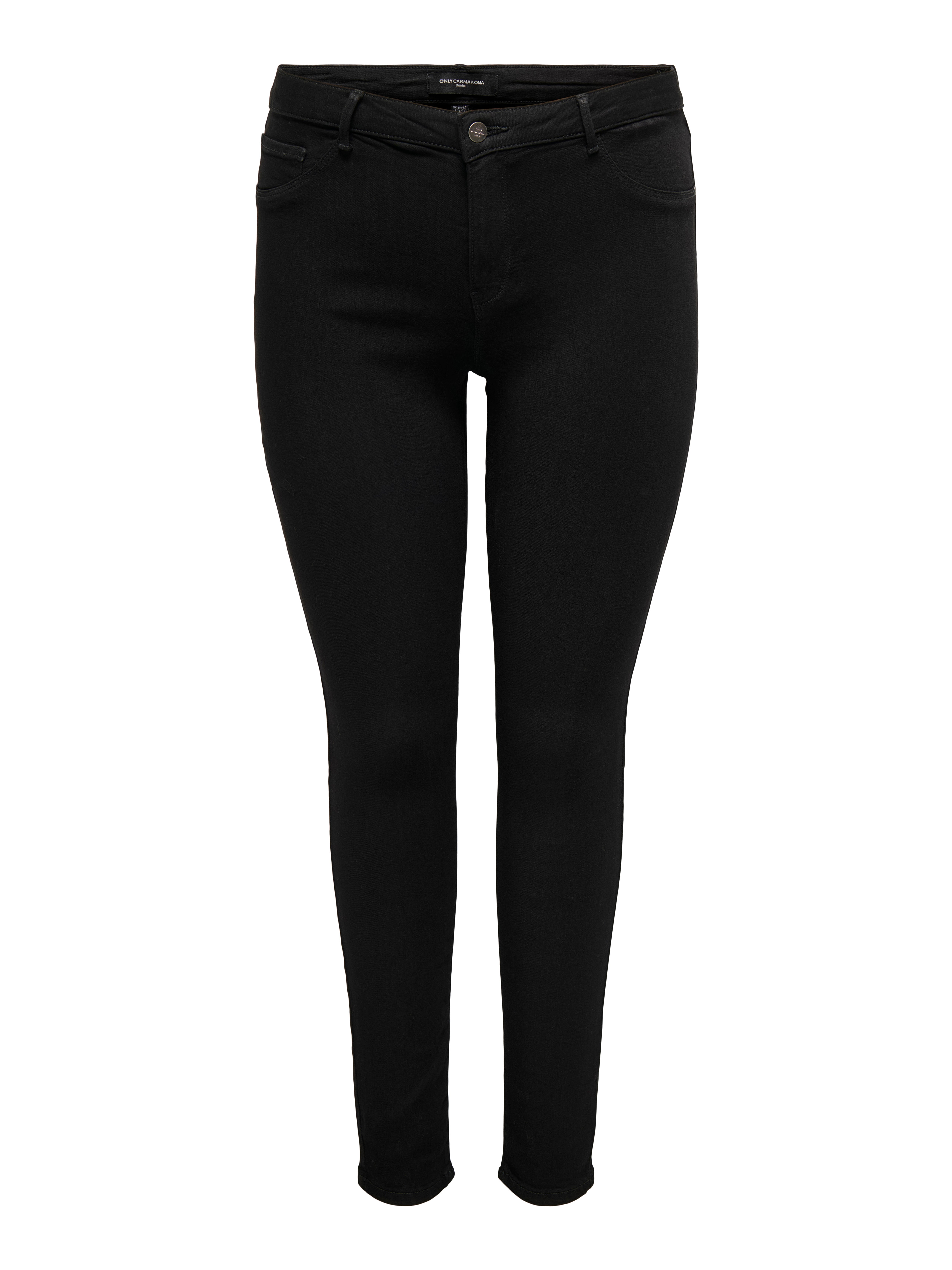 CARTHUNDER Mid waist Skinny Fit Jeans Black