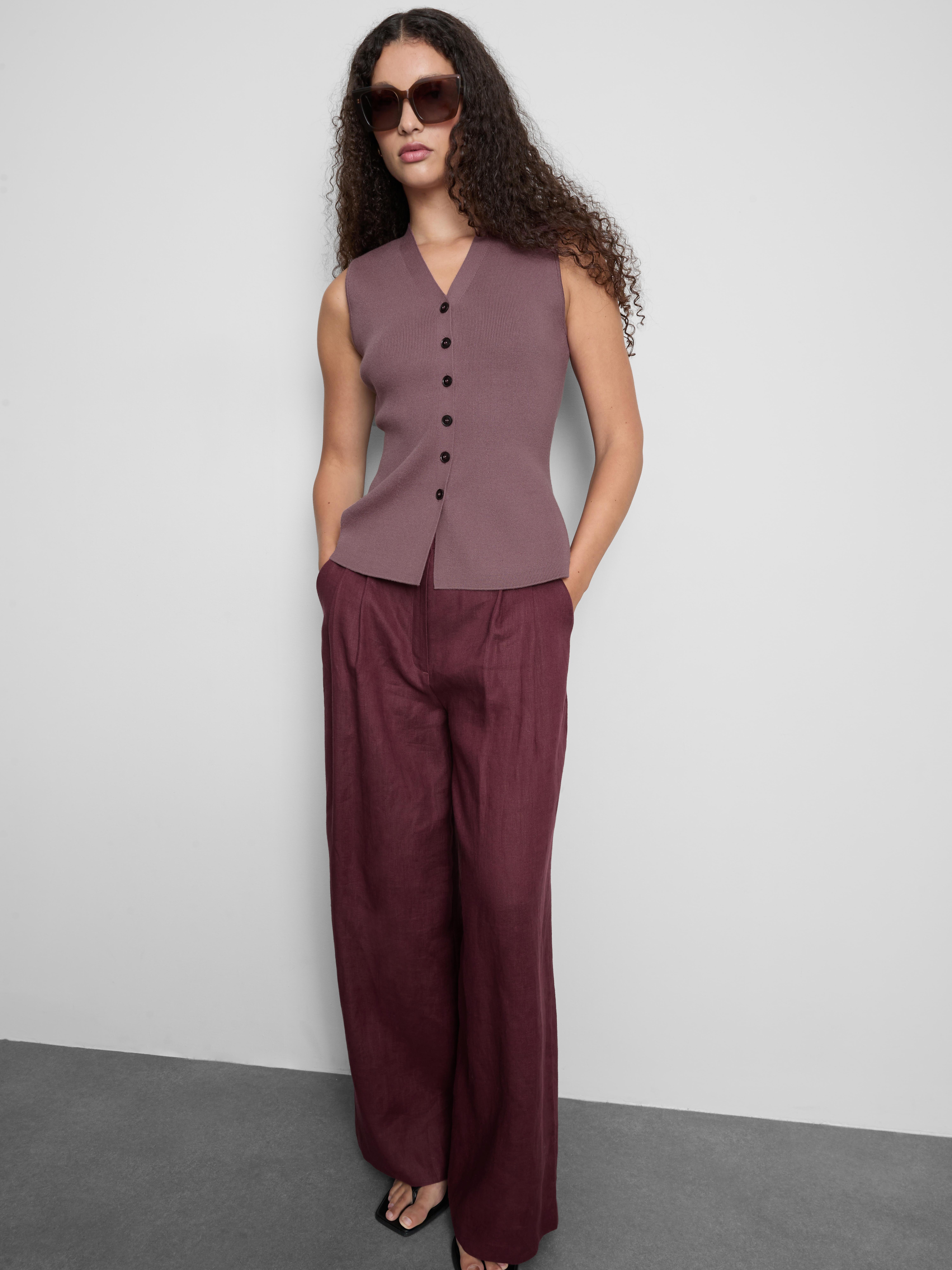 The Edit Knitted Sleeveless Peplum Waistcoat - Heather