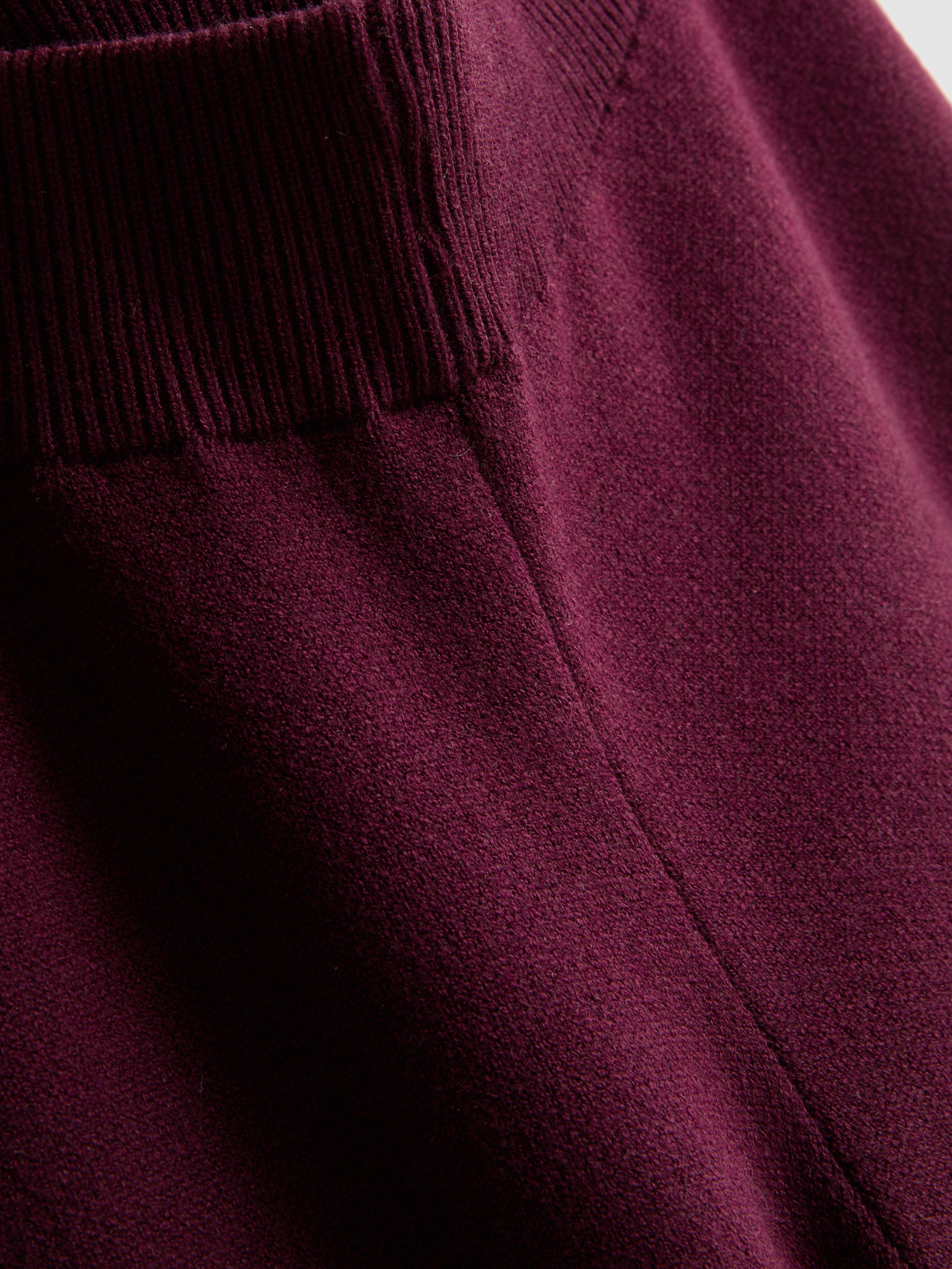 Compact Knit Wide Leg Leggings - Burgundy