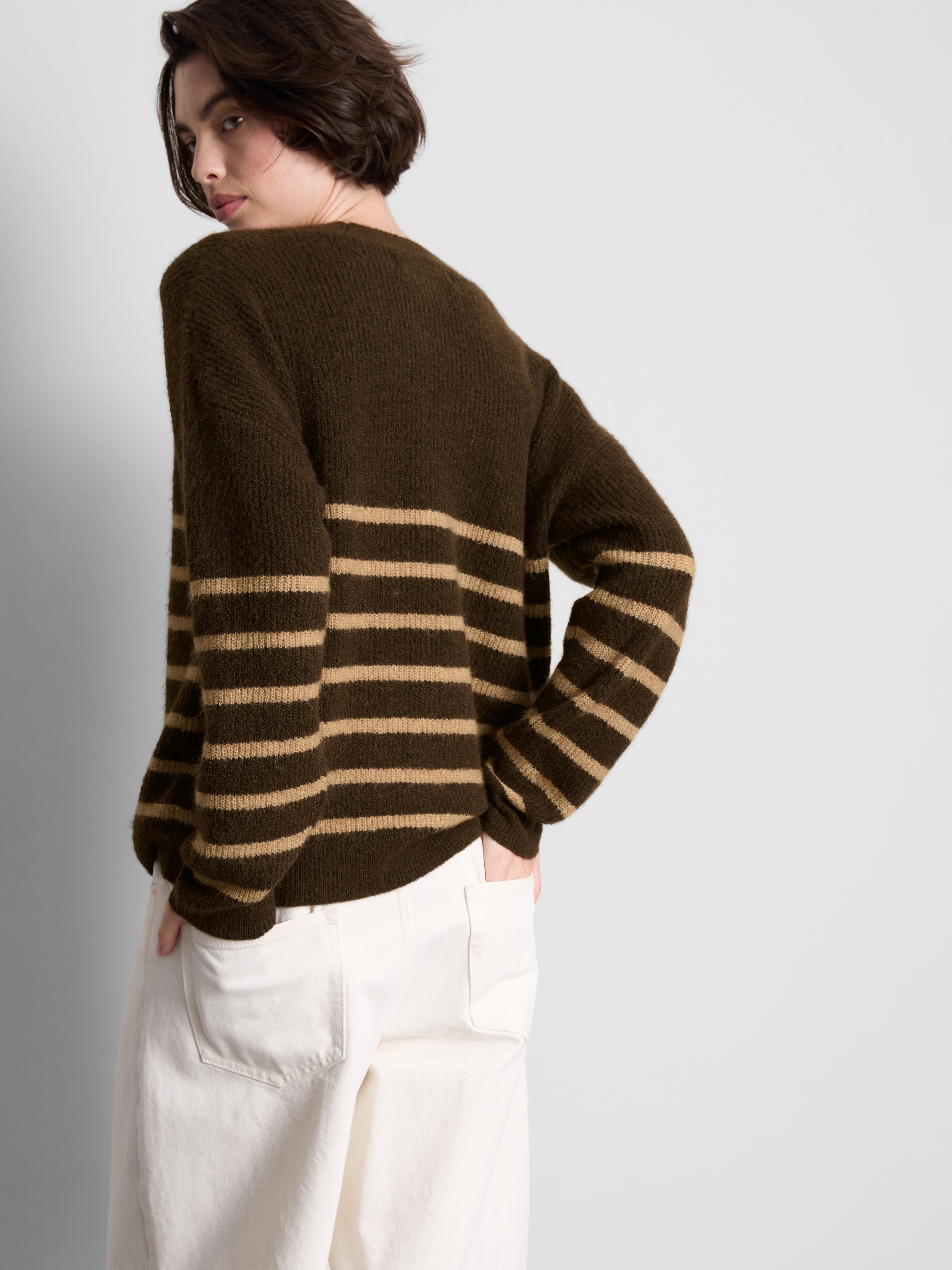 Soft Rib V-Neck Cardigan - Brown