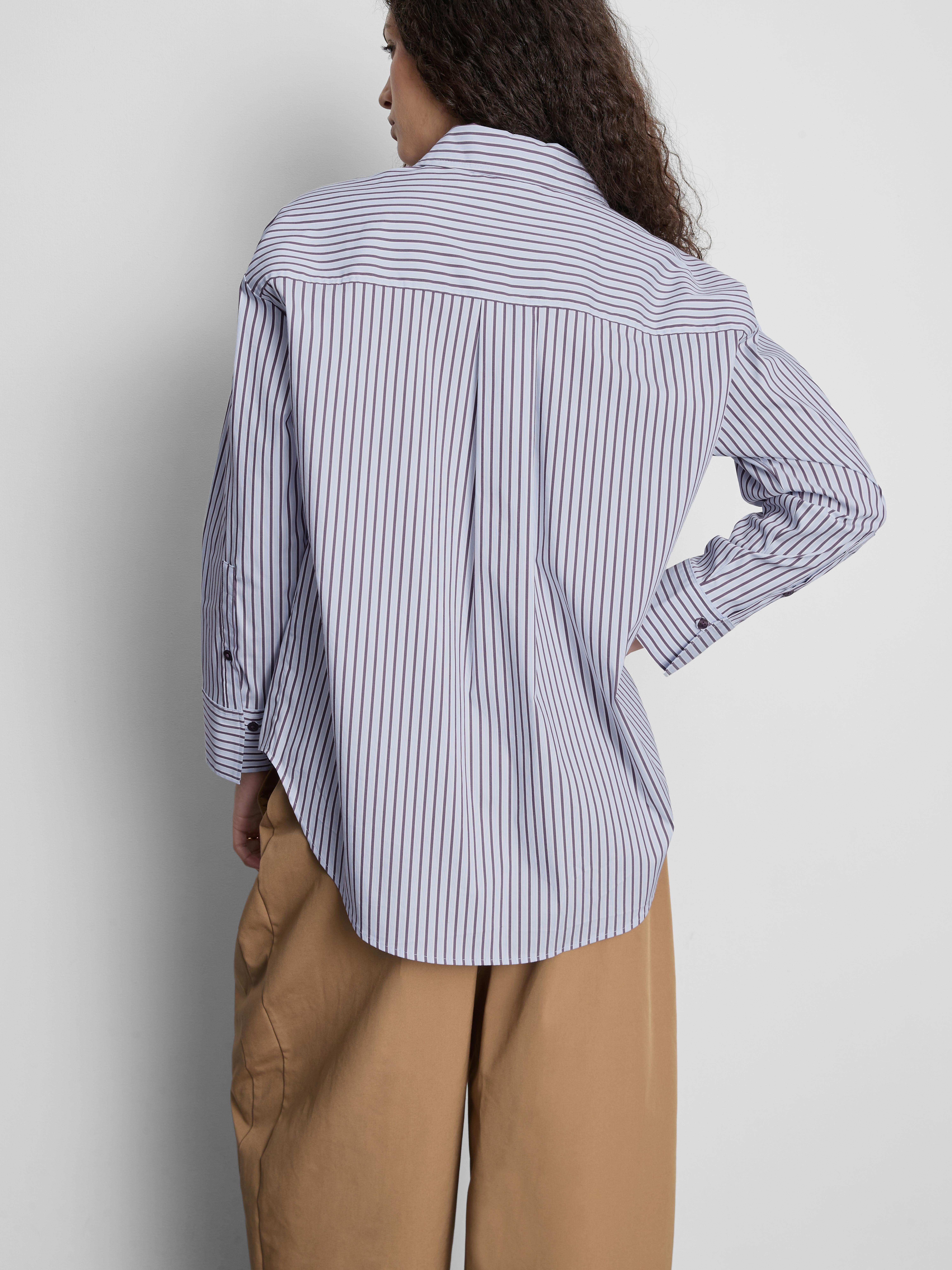 The Edit | Cotton Rich Striped Poplin Shirt - Light Blue