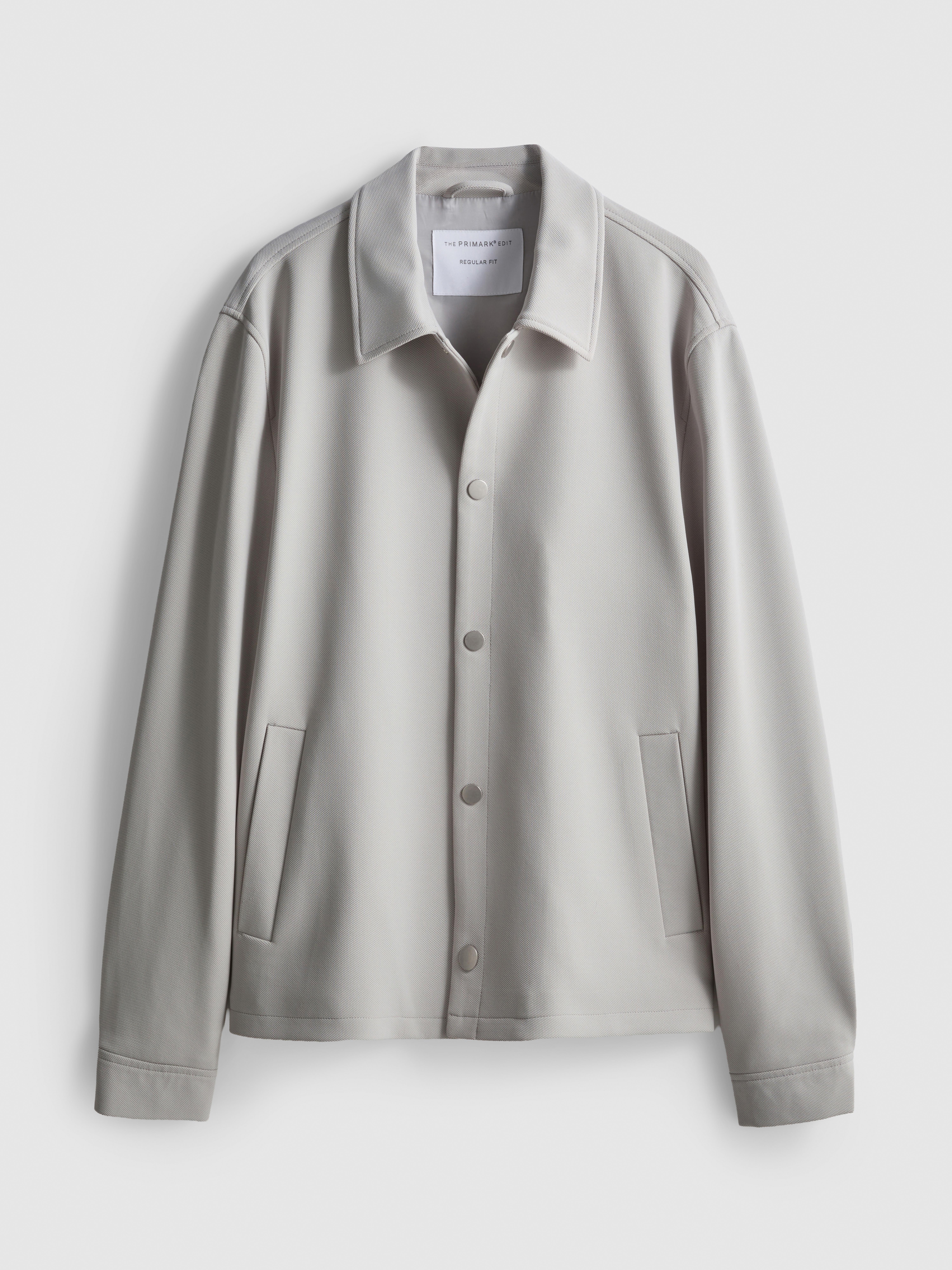 The Edit Regular Fit Collared Jacket - Light Gray