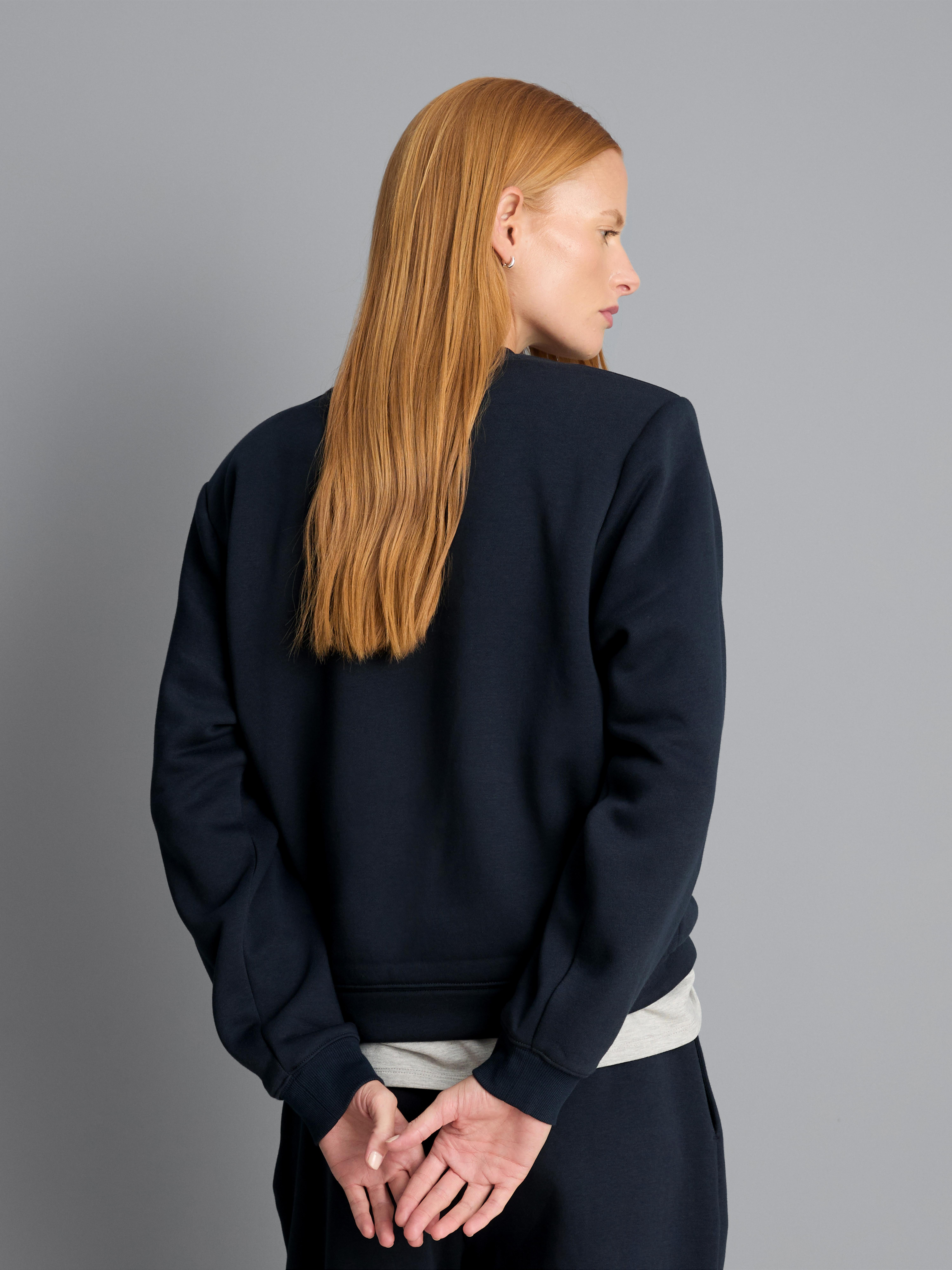 Cotton Rich Shoulder Pad Sweatshirt - Navy