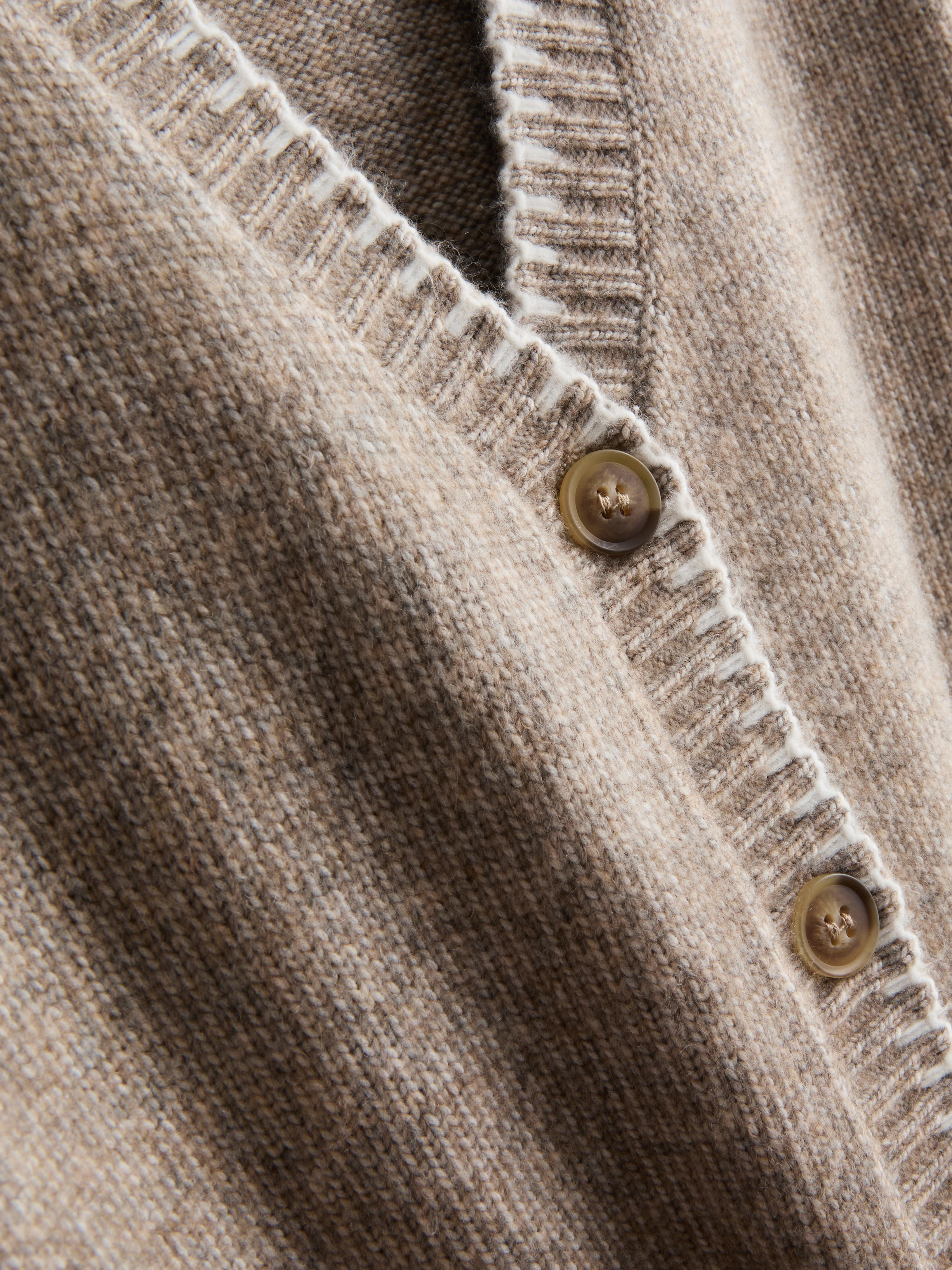 Halo Stitch V-Neck Cardigan - Oatmeal