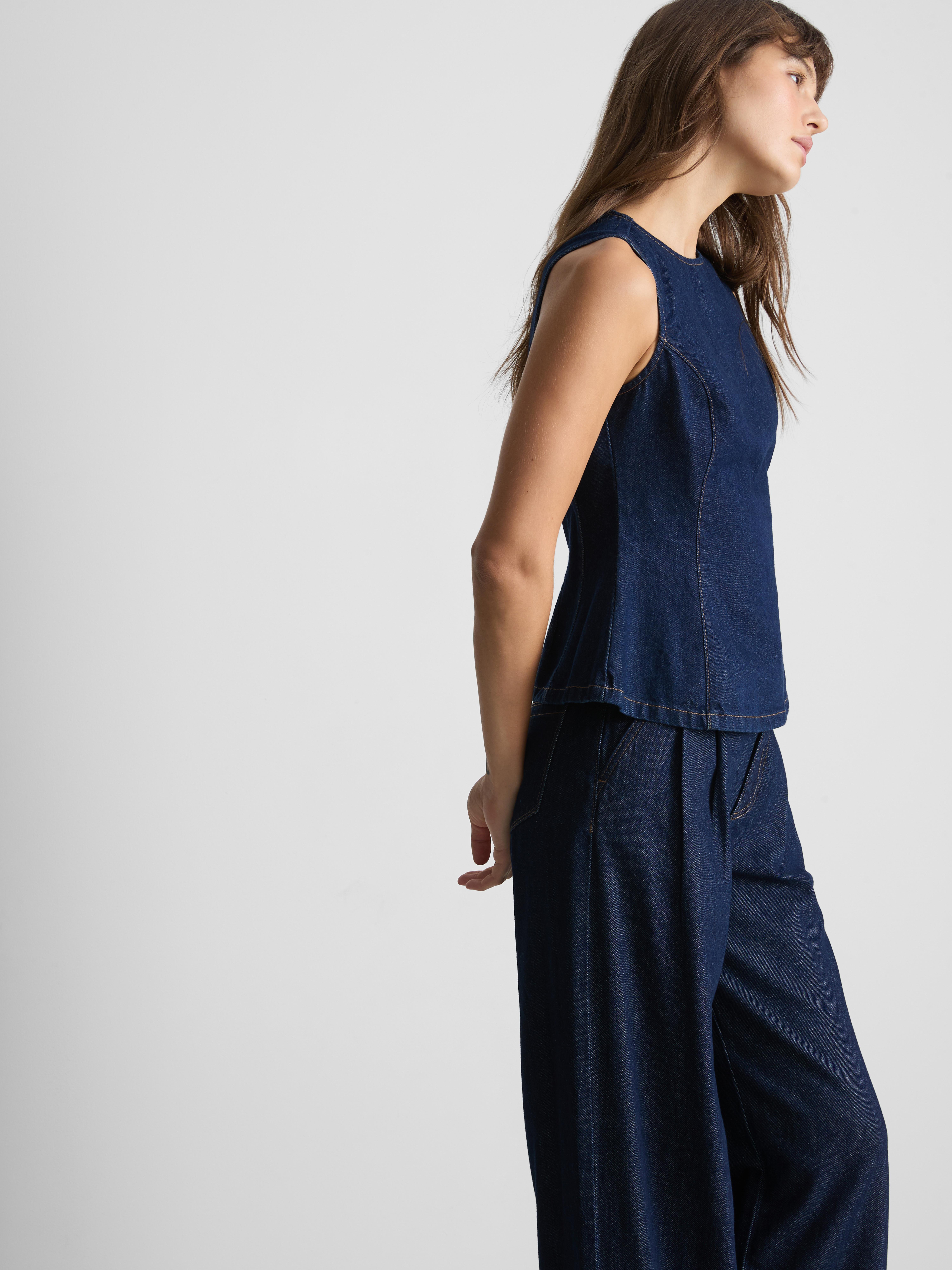 Paula Echevarría Peplum Hem Tank Top - Indigo