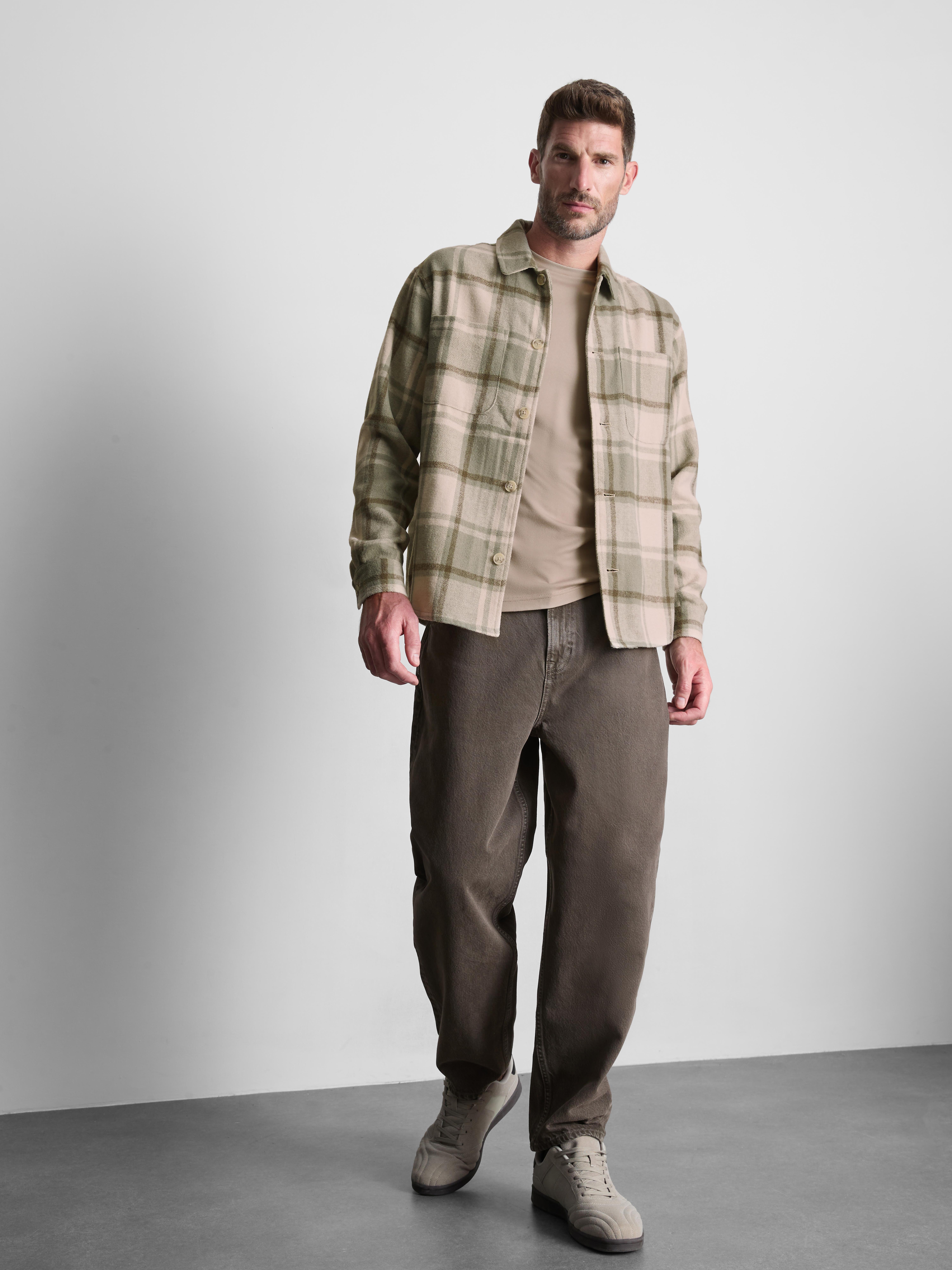 Check Button-Up Overshirt - Green