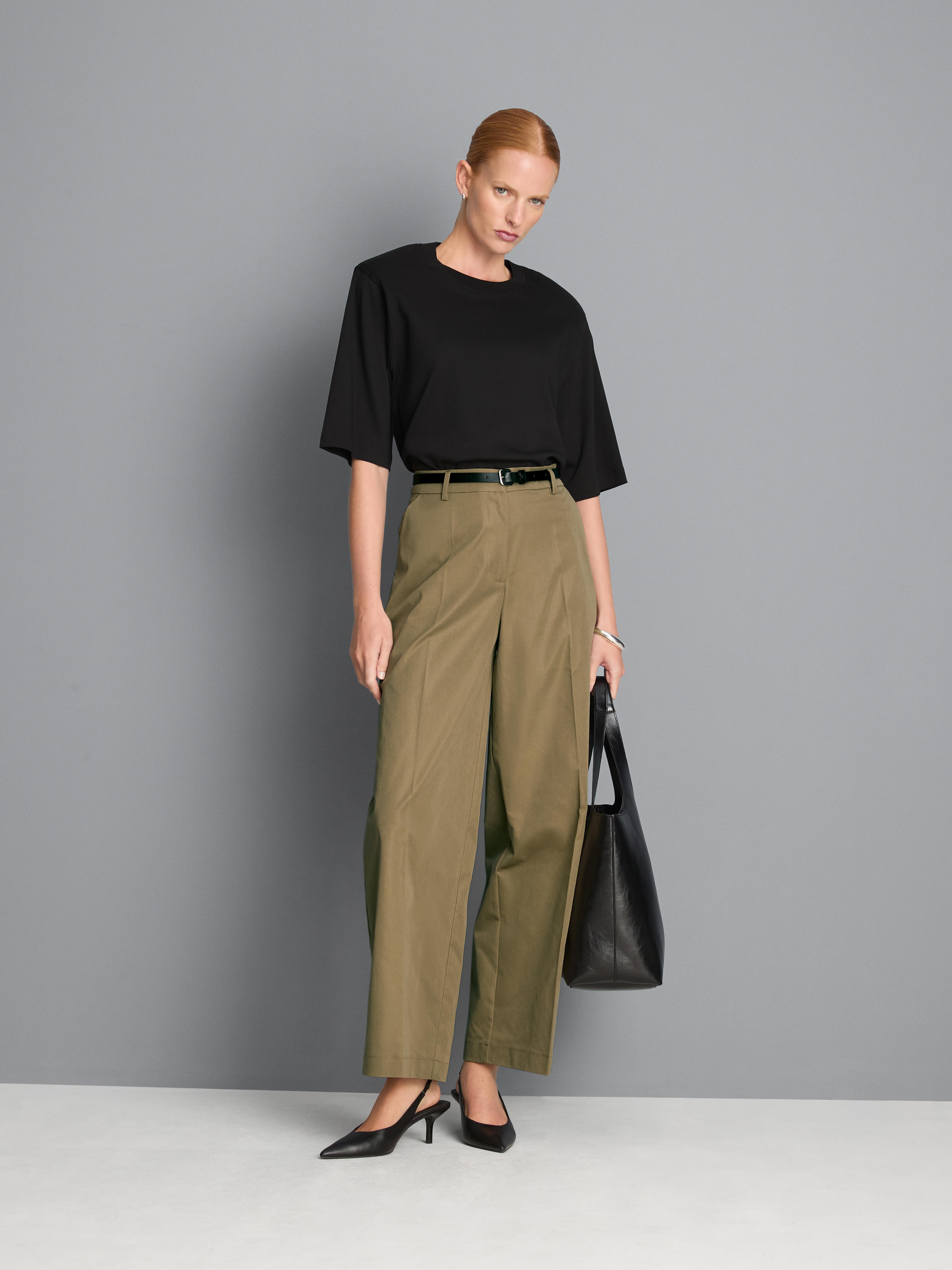 Belted Wide-Leg Pants - Olive