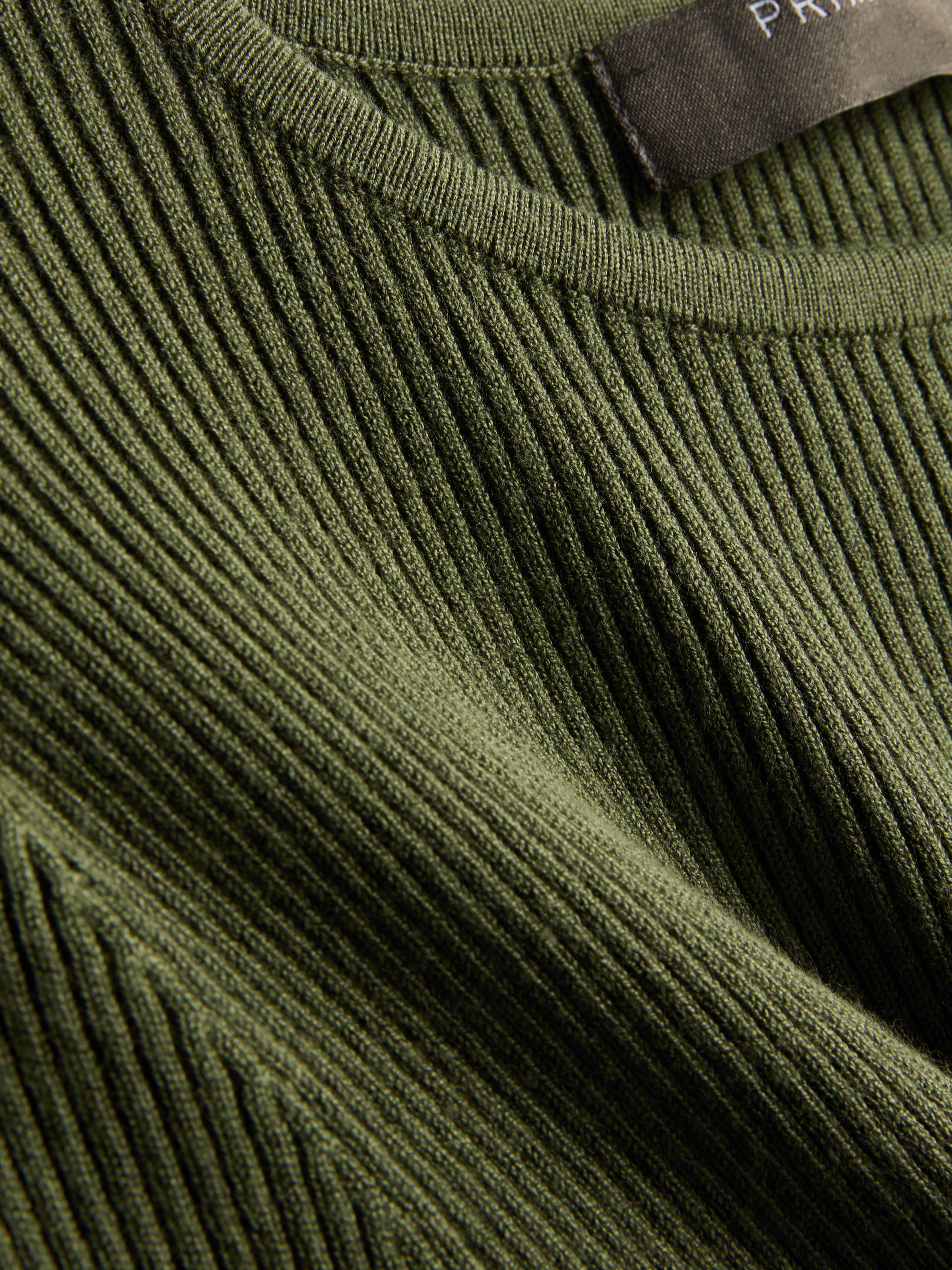Ribbed Crew Neck Sweater - Olive