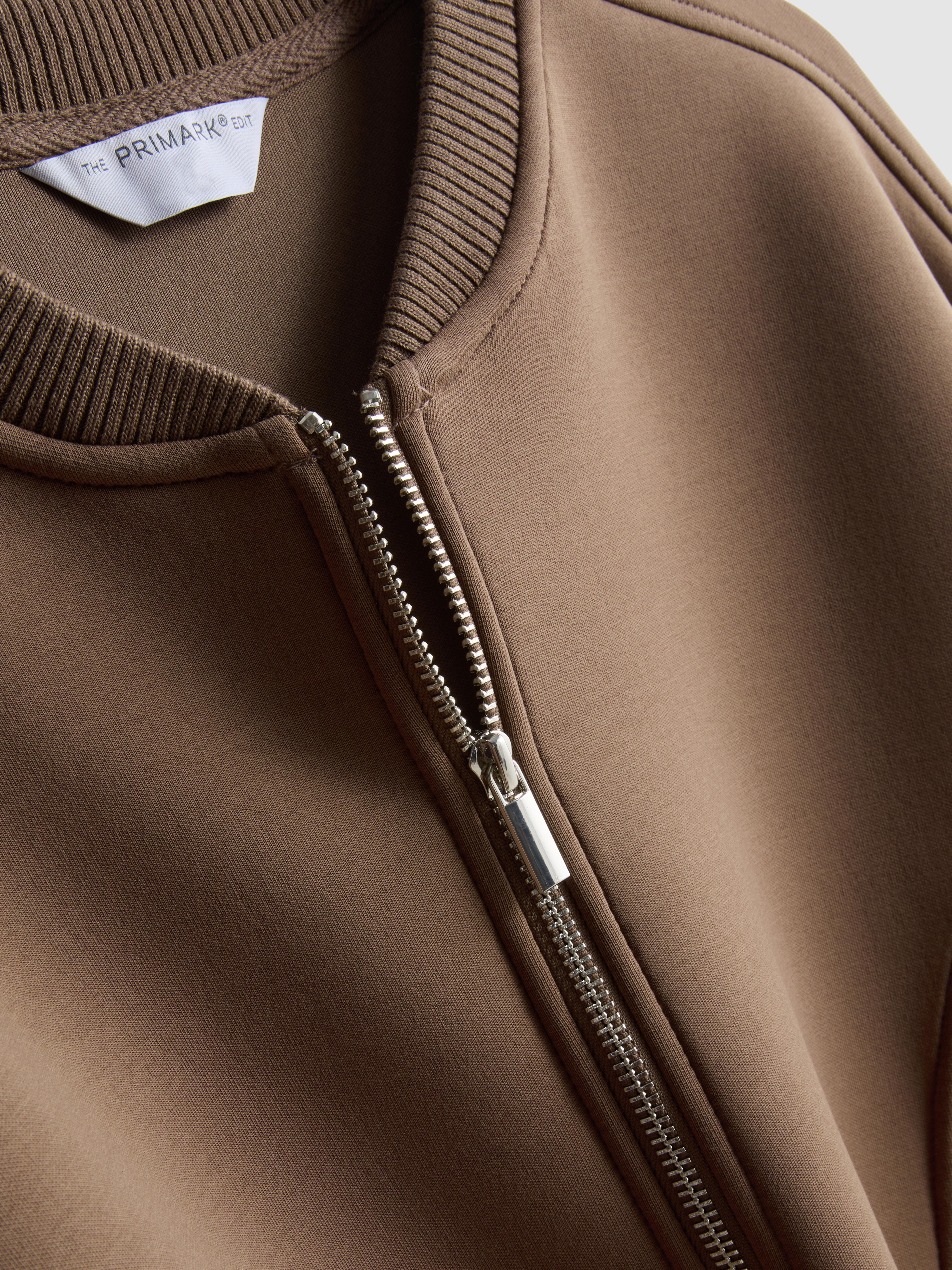 The Edit | Cotton Blend Scuba Bomber - Mocha
