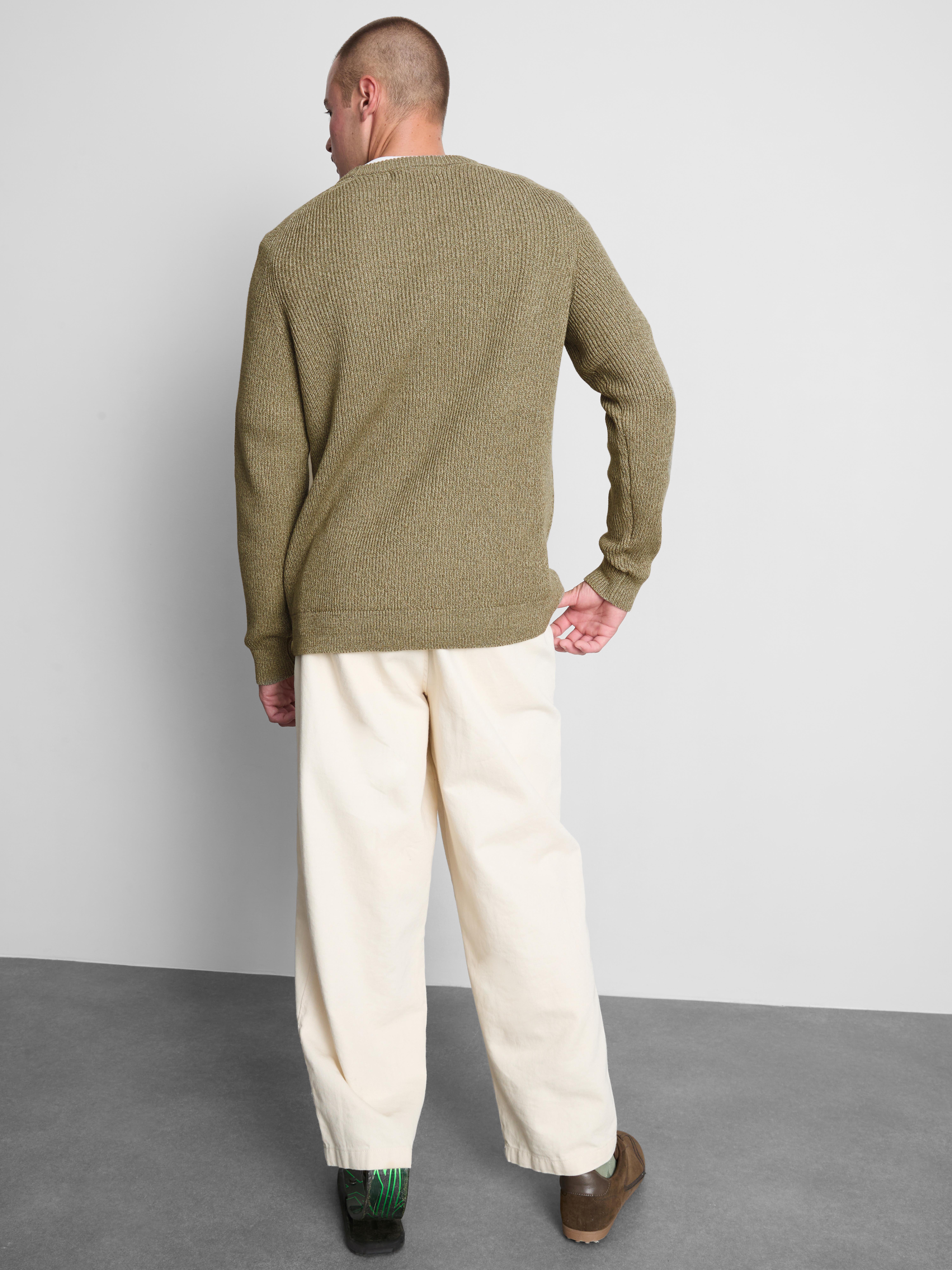 Cotton Rich Crew Neck Sweater - Green