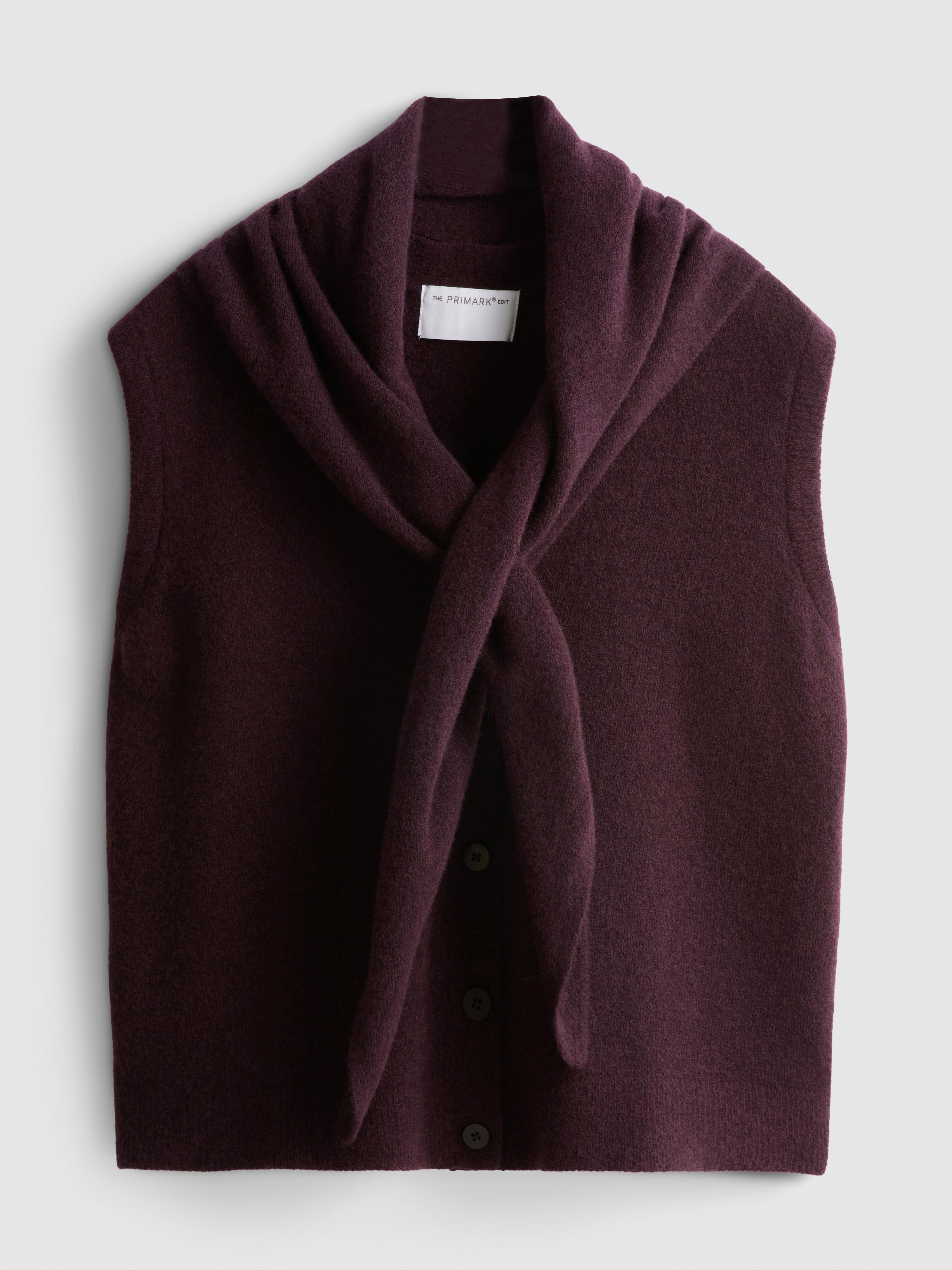 The Edit Wool-Rich Scarf Vest - Wine