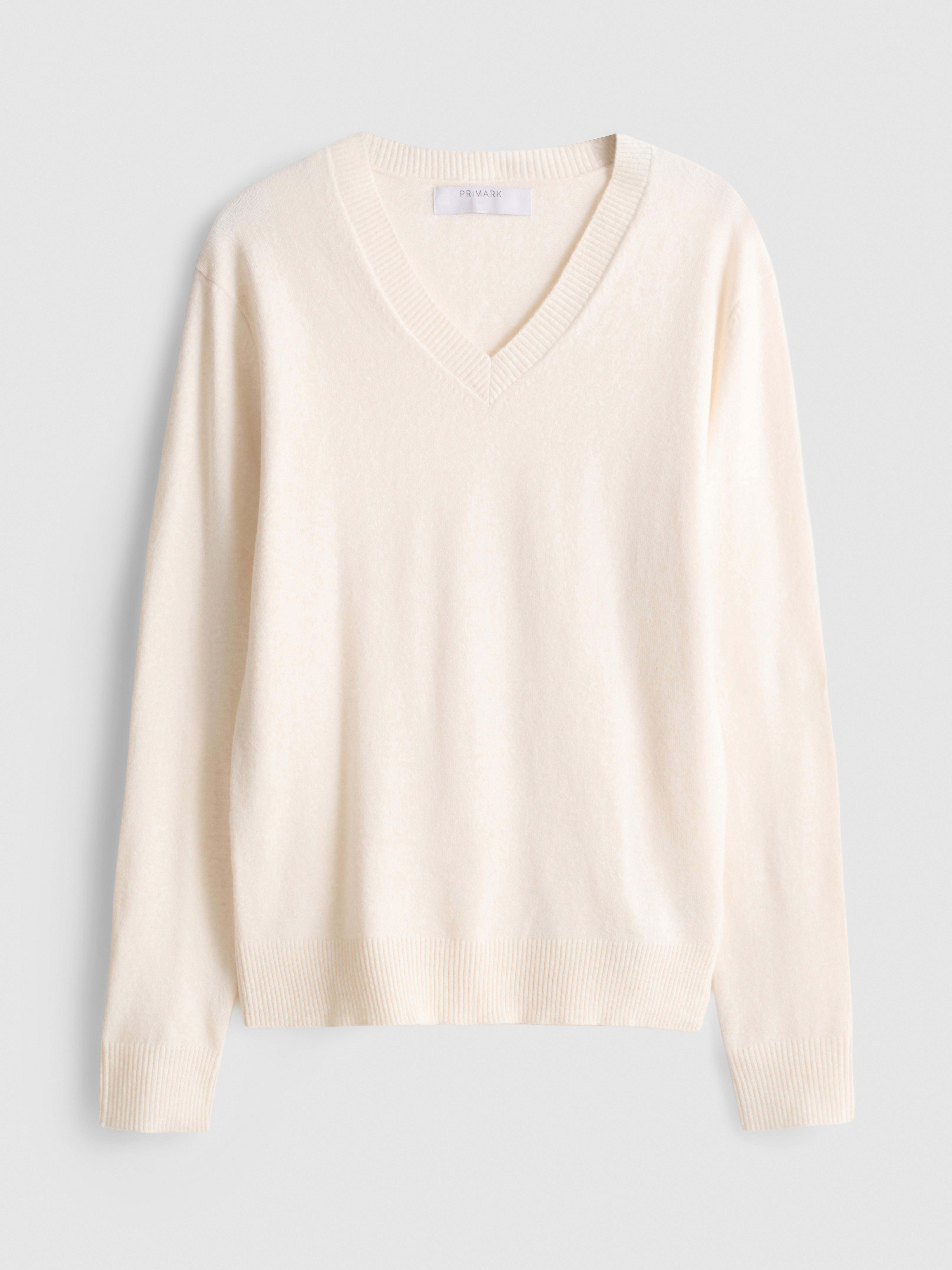 Knitted V-Neck Sweater - Ivory
