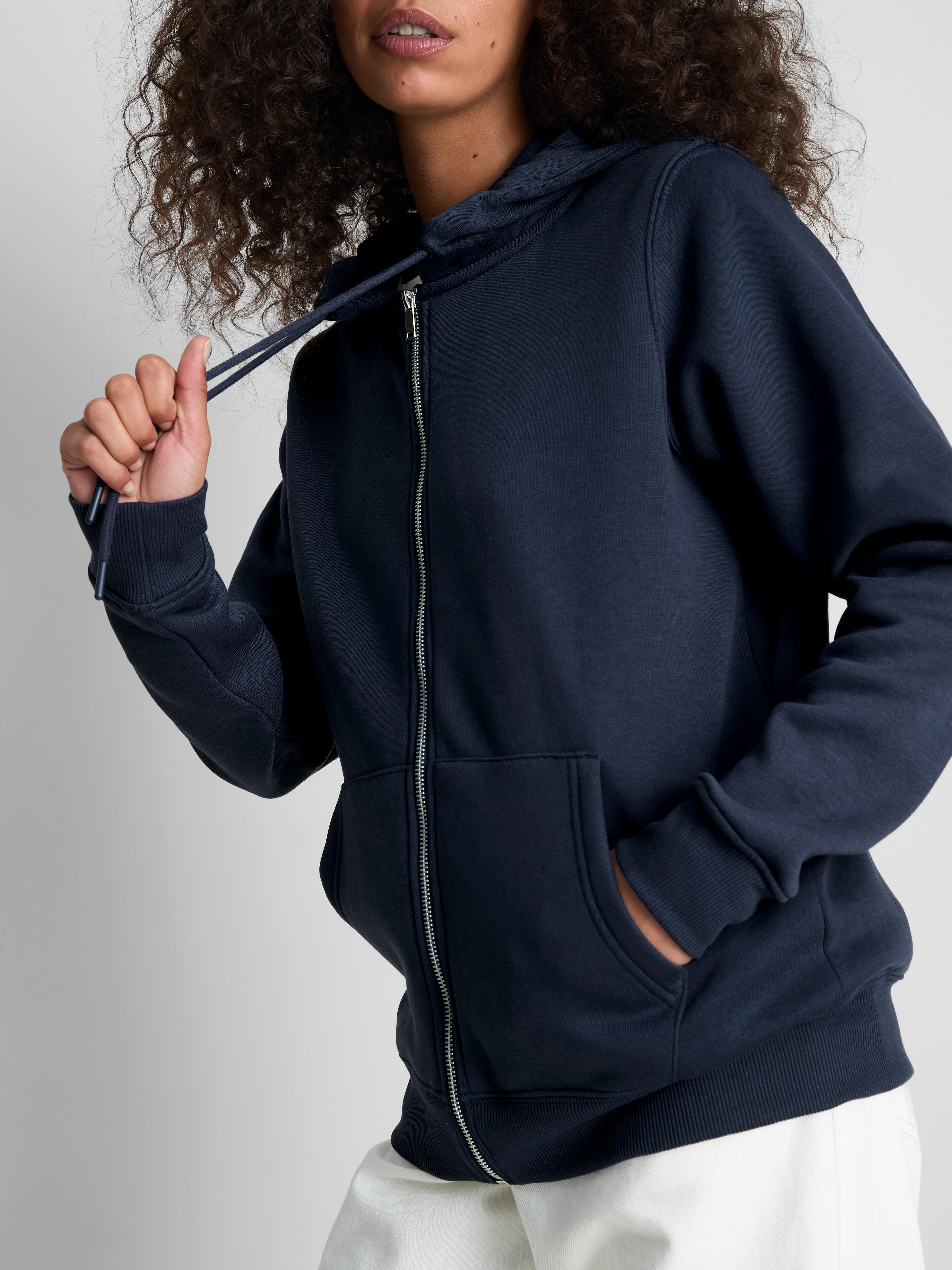 Essential Cotton Blend Zip Through Hoodie - Navy