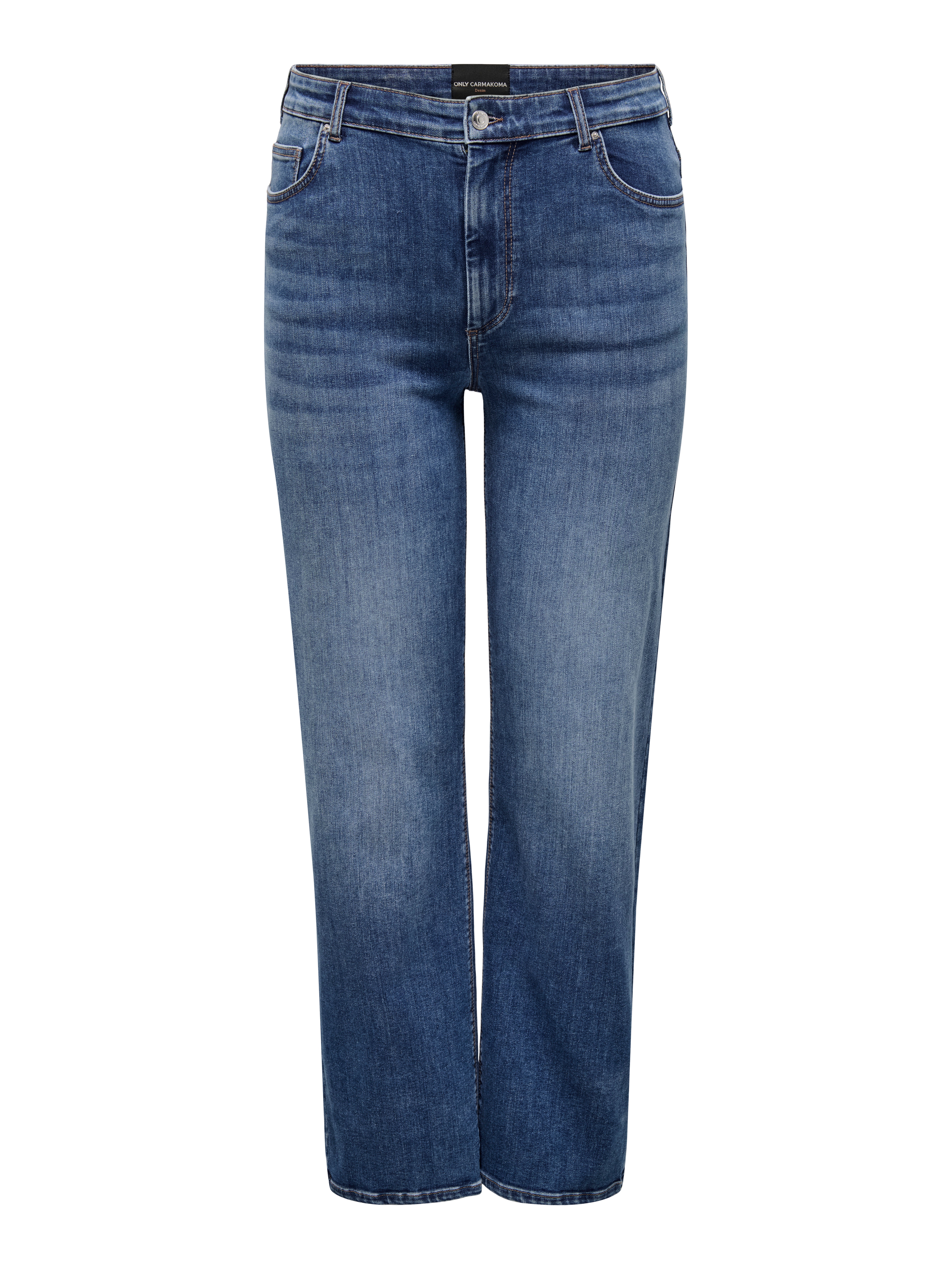 CARWILLY Mid waist Straight Fit Jeans Dark Blue Denim