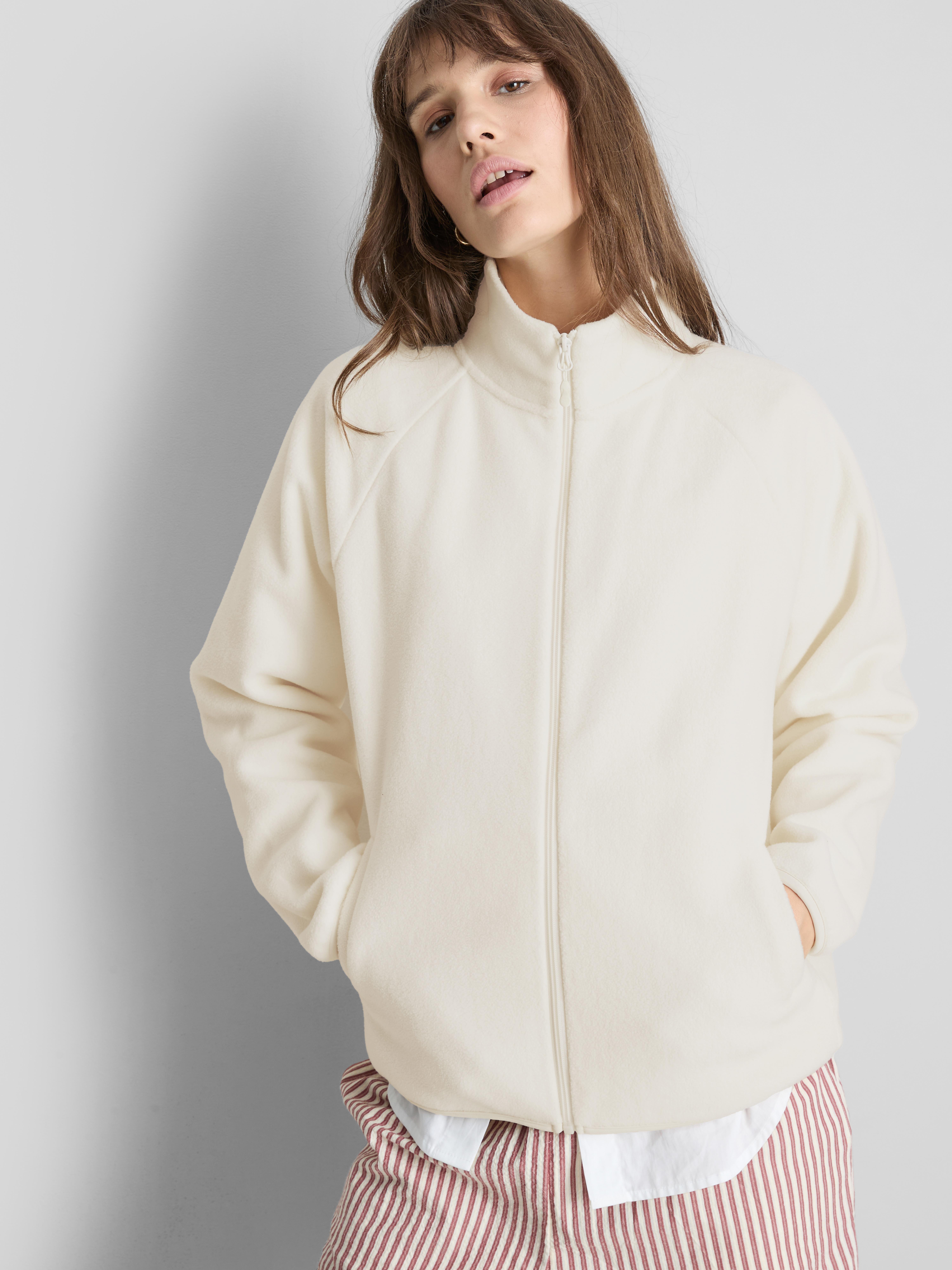Zip-Up Funnel Neck Fleece - Ivory