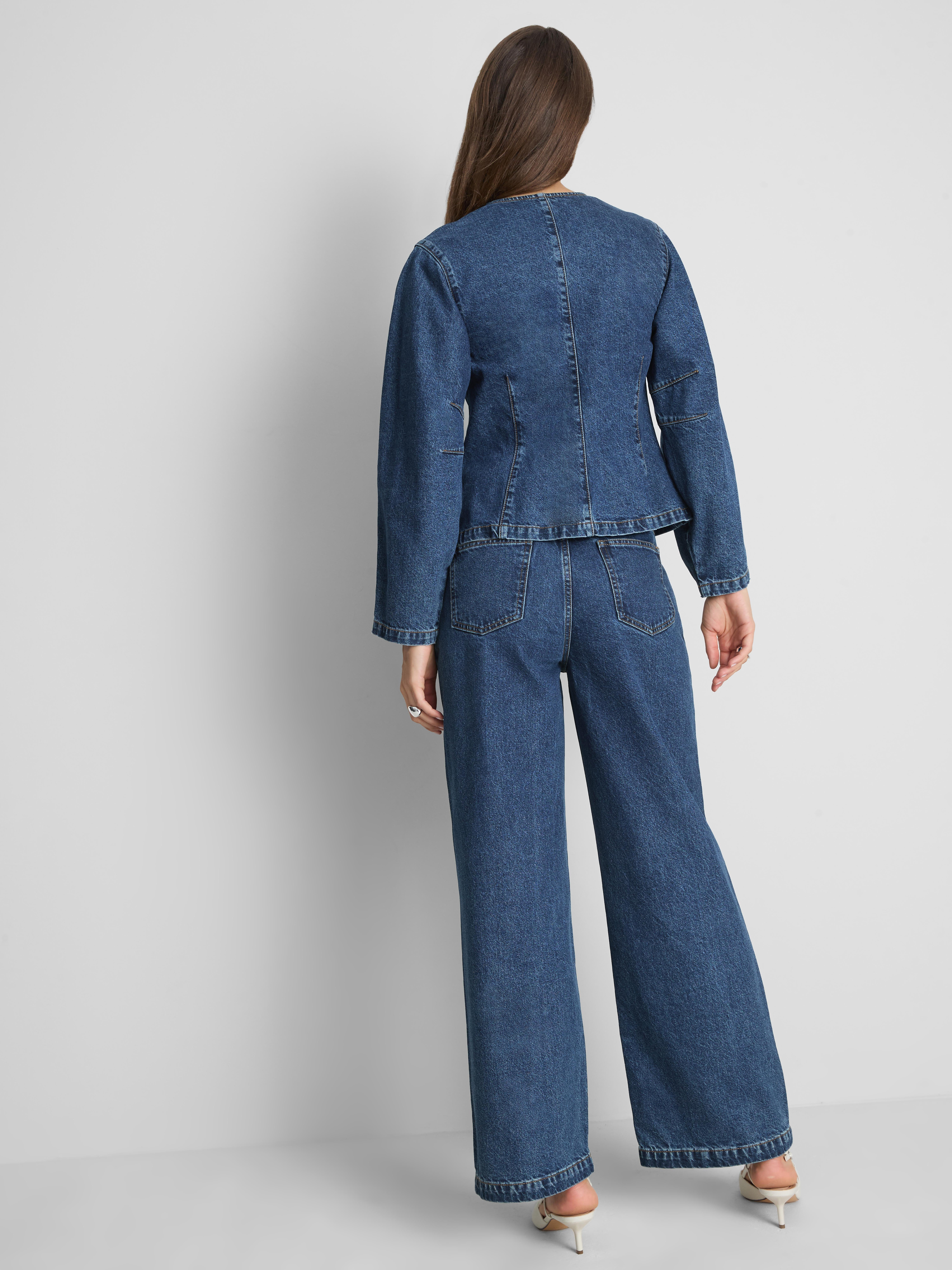 Paula Echevarría Denim Collarless Top - Indigo