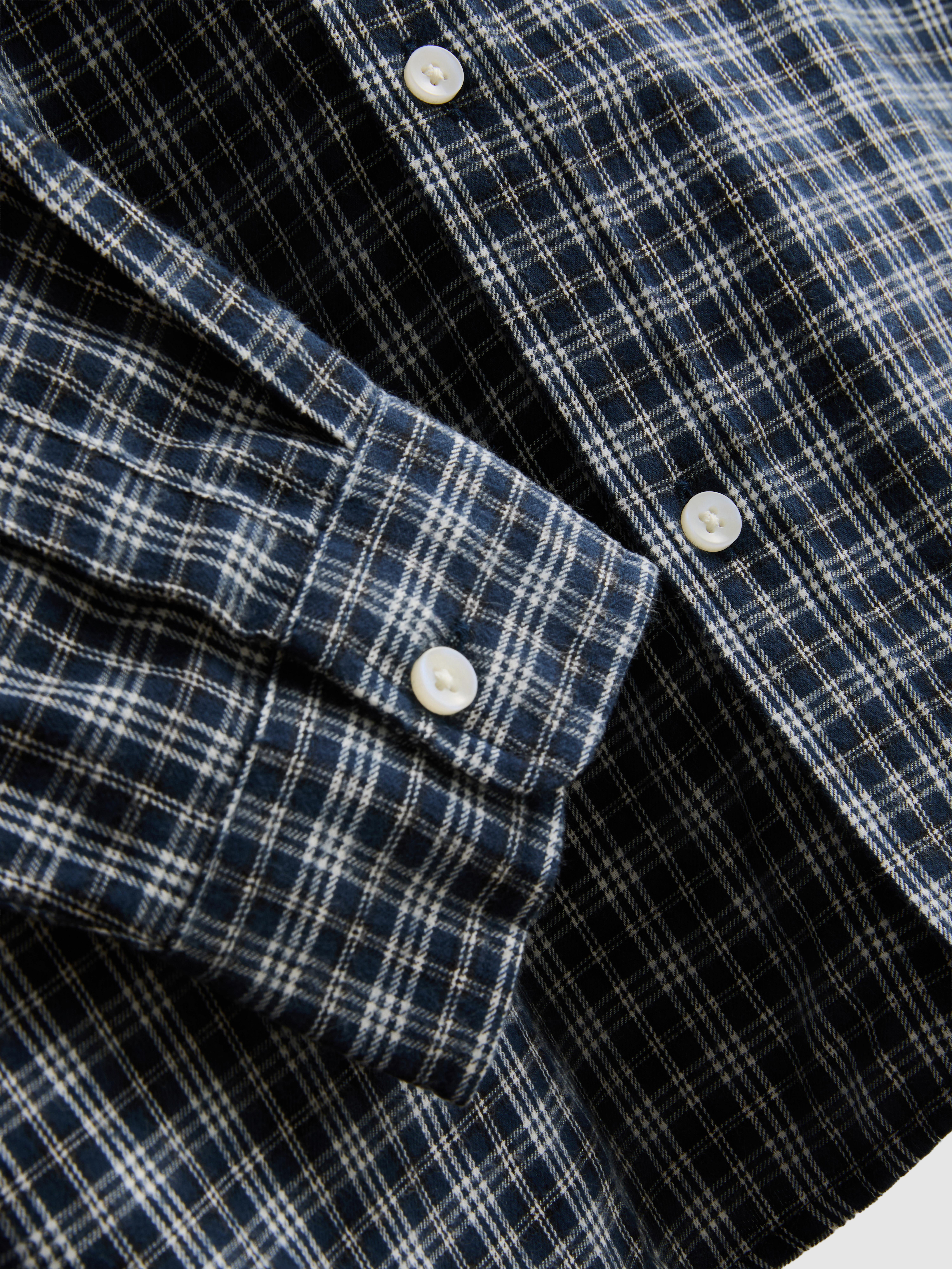 Pure Cotton Check Shirt - Navy