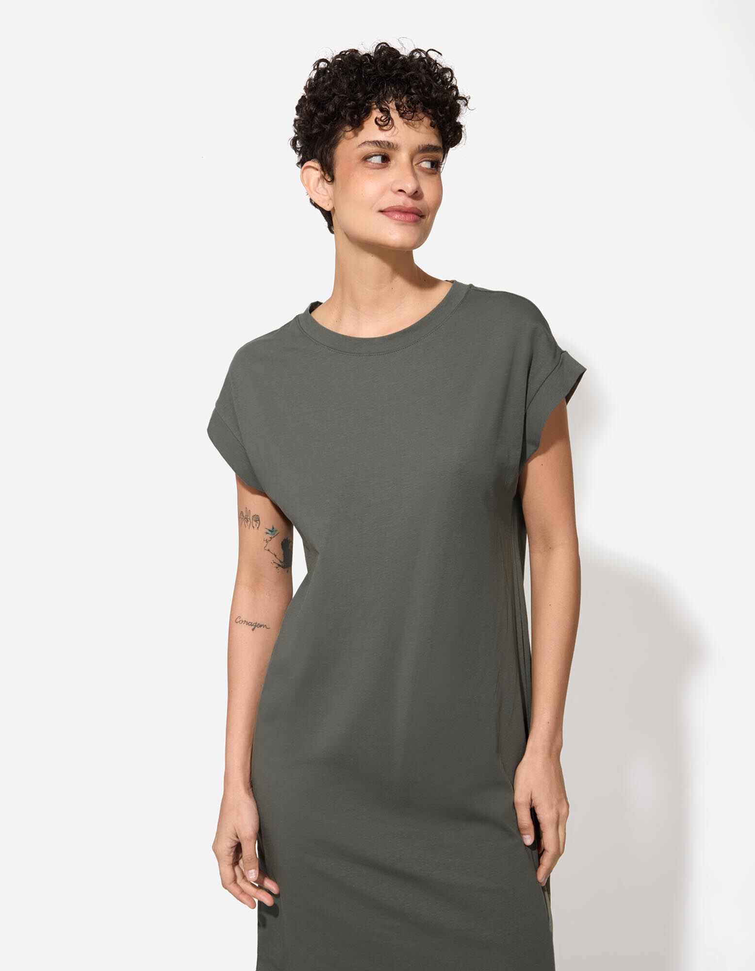 T-shirt jurk - Katoen - groen - groen