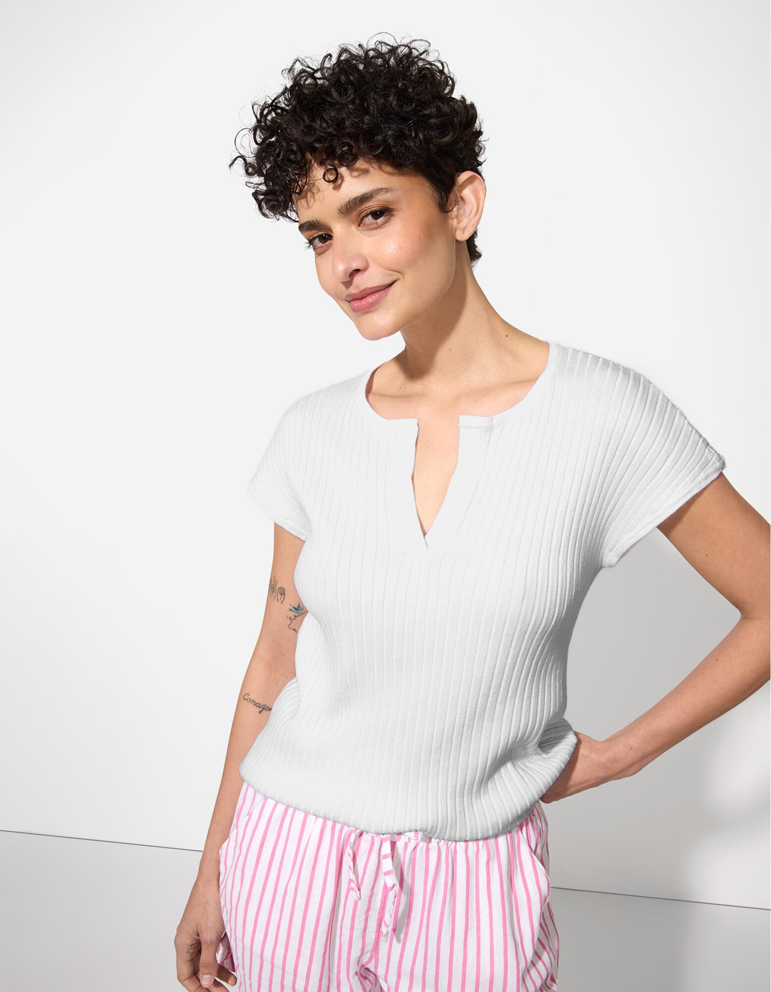 Gebreid overhemd - Viscosemix - Off-White - Off-White